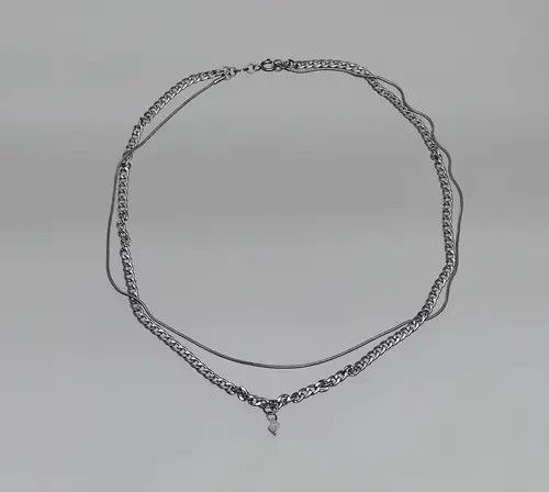 Jewelry Silver Layered Chain Necklace, Pendant Charm Necklace Size ONE SIZE - 3 Thumbnail