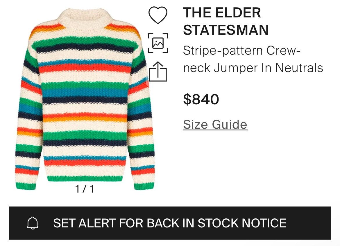The Elder Statesman The Elder Statesman Off-White Varied Stripe Sweater Size US S / EU 44-46 / 1 - 6 Thumbnail
