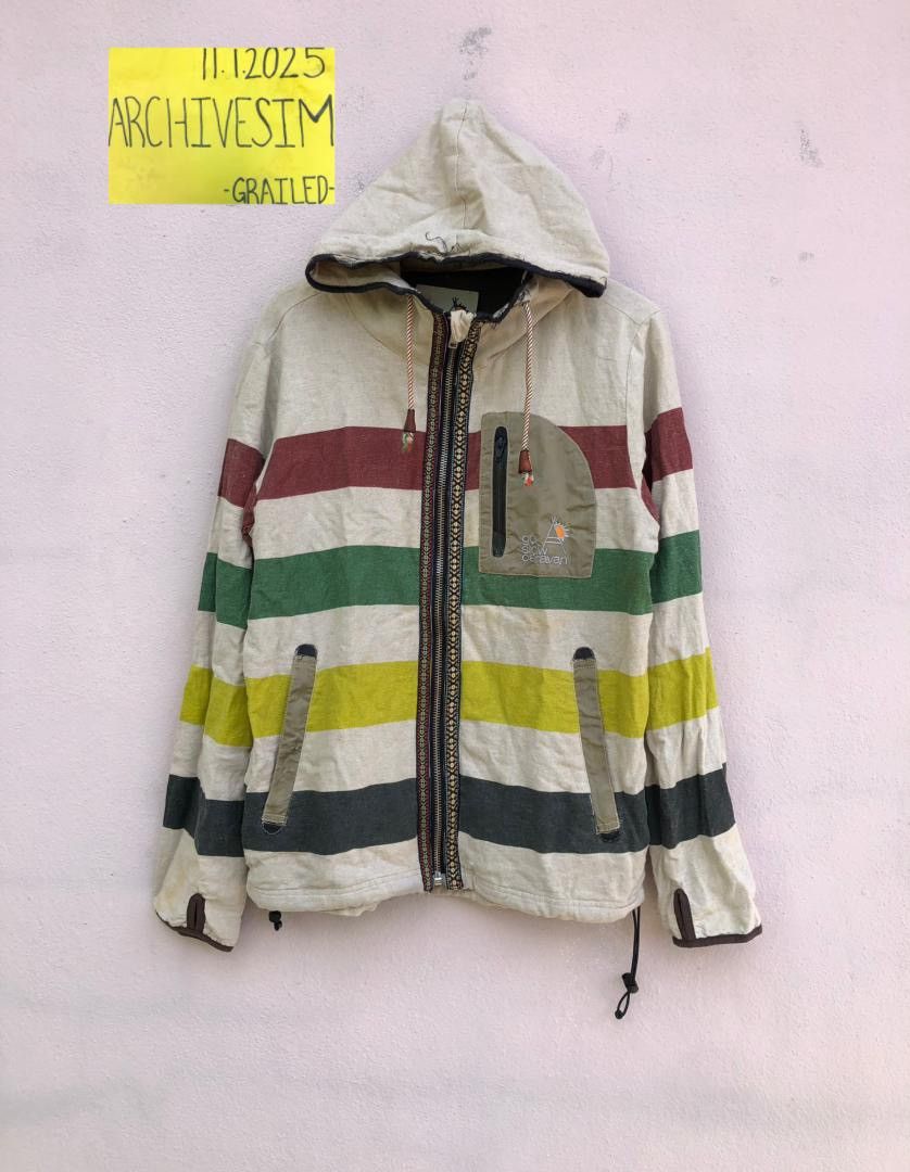 go slow caravan Go slow Caravan Hemp Stripe Hooded Jacket Size US M / EU 48-50 / 2 - 2 Thumbnail