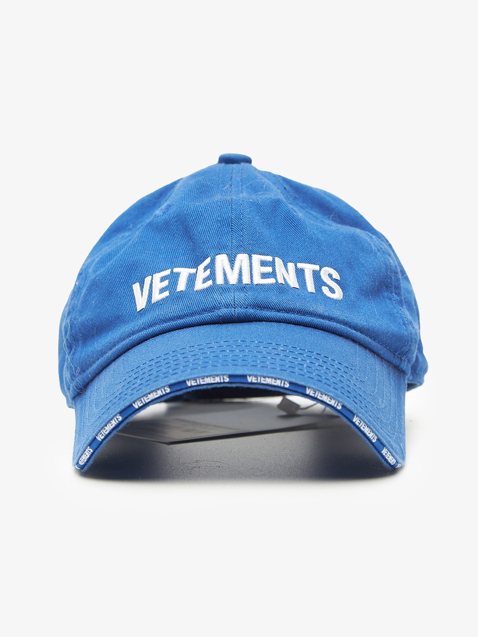 Blue White Logo Embroidered Cotton Cap