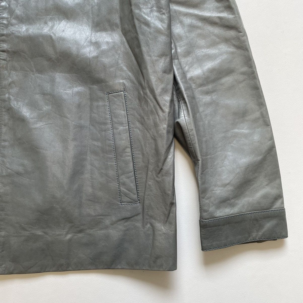 Prada Mid 2000s Powder Blue Treated Leather Jacket Size US M / EU 48-50 / 2 - 10 Thumbnail