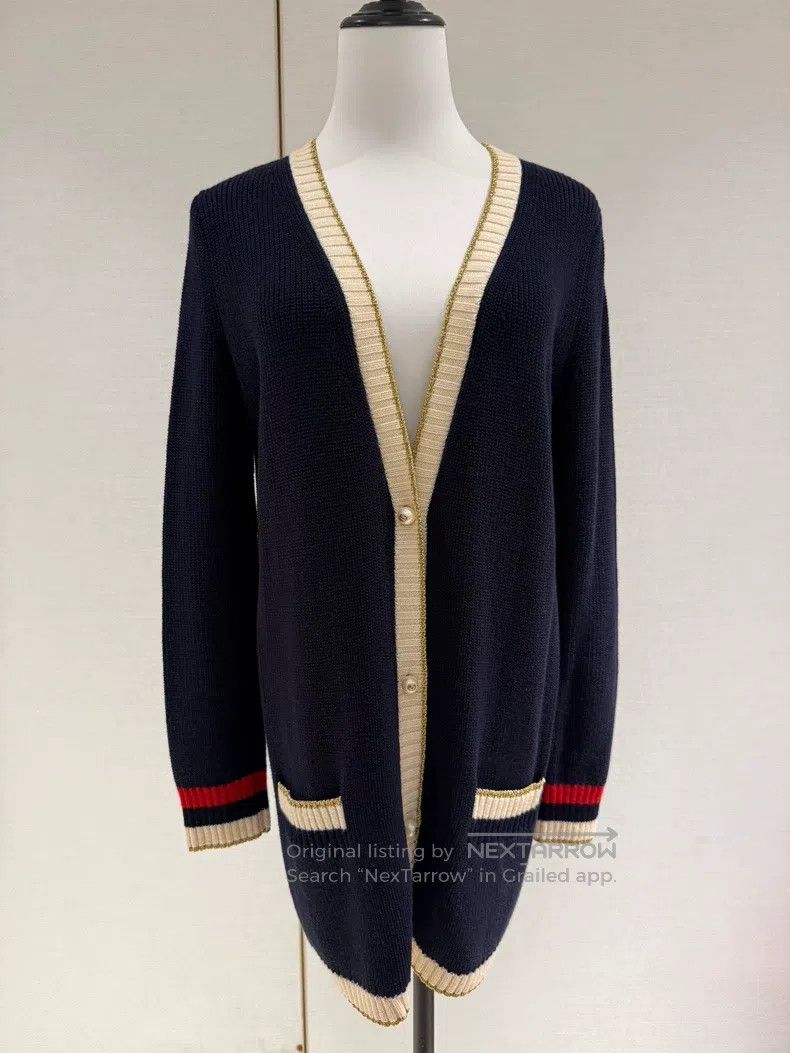 Gucci Gucci Gold thread pearl rhinestone heavy industry knitted Size S / US 4 / IT 40 - 1 Thumbnail