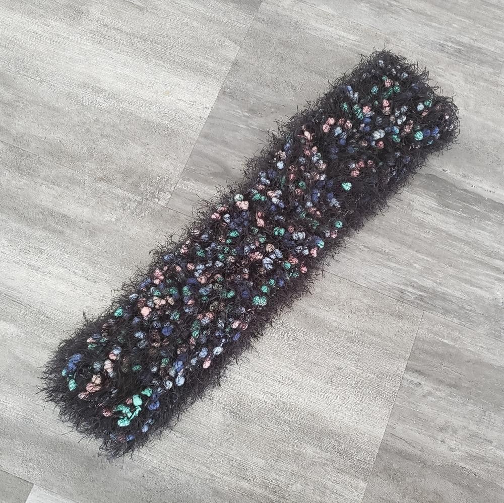 Designer Black Confetti Detailed Fluffy Scarf Size ONE SIZE - 2 Thumbnail