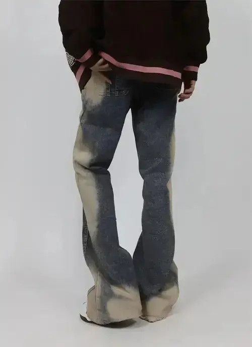 Japanese Brand Street wash spliced gradient design baggy hip hop jeans Size US 33 - 2 Thumbnail