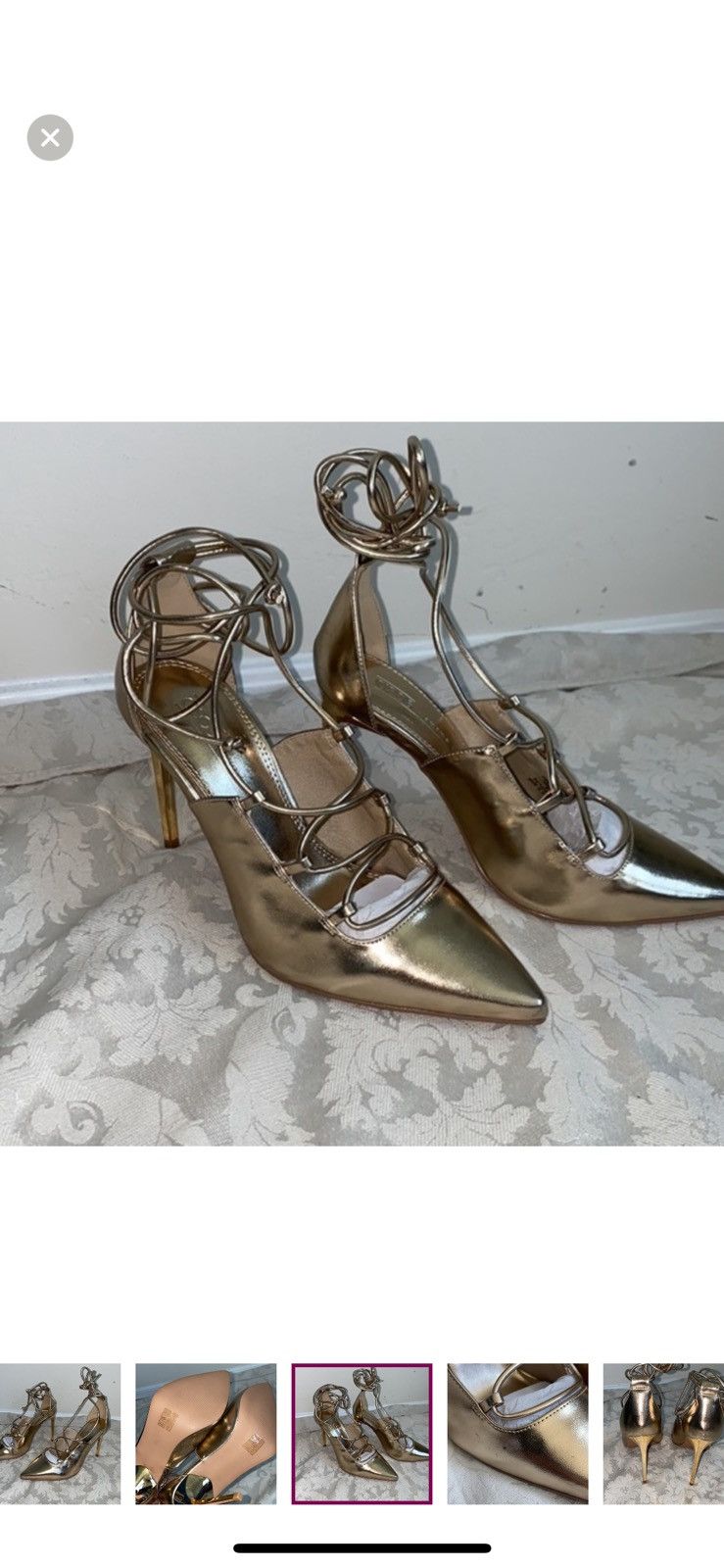 Asos ASOS watchful ghilie tie pump heels in champagne size 5 Size US 5 / IT 35 - 3 Thumbnail