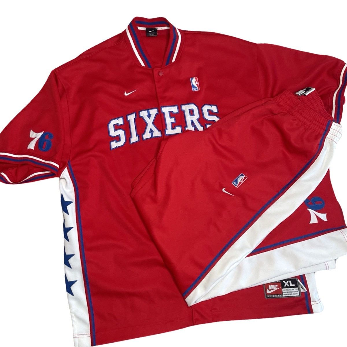 image of NBA x Nike Vintage 90's Nike Philadelphia 76Ers Warm Up Suit Basketball in Red, Men's (Size XL)