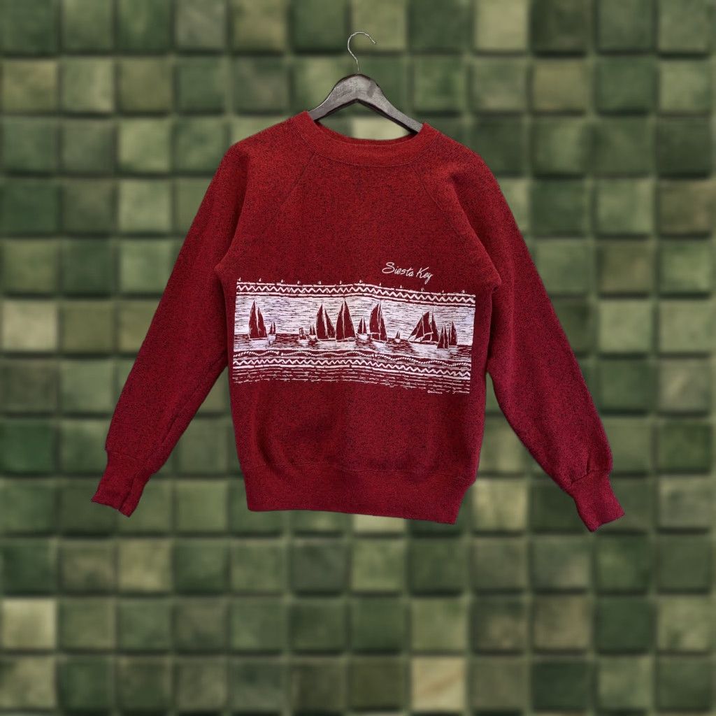 Vintage VINTAGE Ultra Sweats Siesta Key Sailboat Sailing Red Graphic Sweatshirt M Mens/Unisex Size US M / EU 48-50 / 2 - 1 Thumbnail