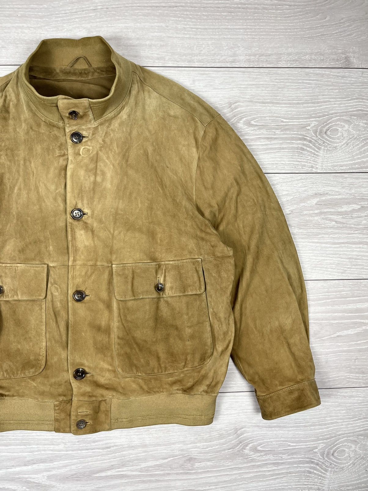 Hugo Boss Hugo Boss Vintage 90s Beige Goatskin Suede Leather Jacket Size US L / EU 52-54 / 3 - 2 Thumbnail