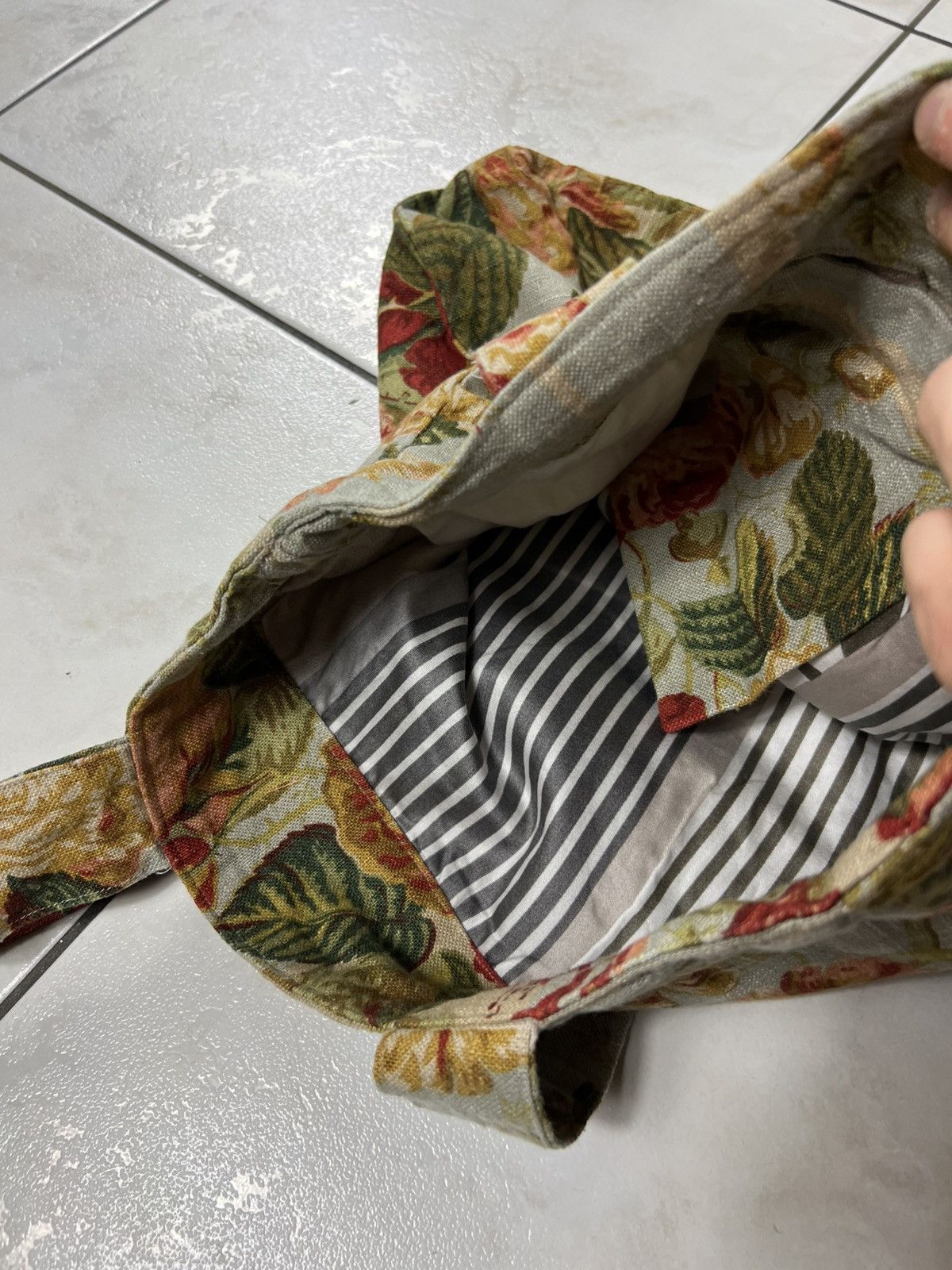 Handmade Vintage handmade floral tote bag F.S. Design art full print Size ONE SIZE - 21 Thumbnail