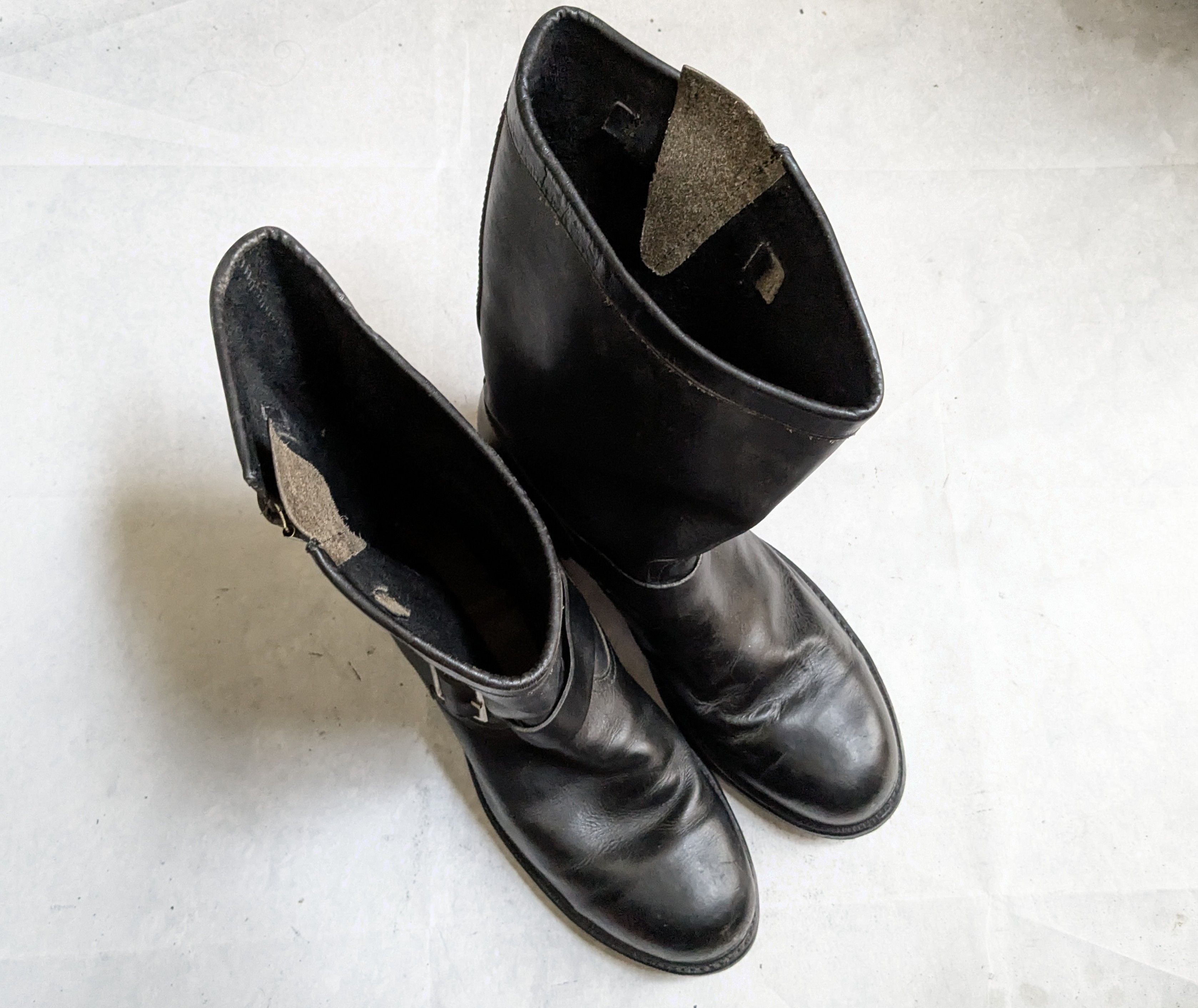 Genuine Leather Vintage Engineer Boots Black 13 E Wide Leather Buckle USA Size US 13 / EU 46 - 5 Thumbnail