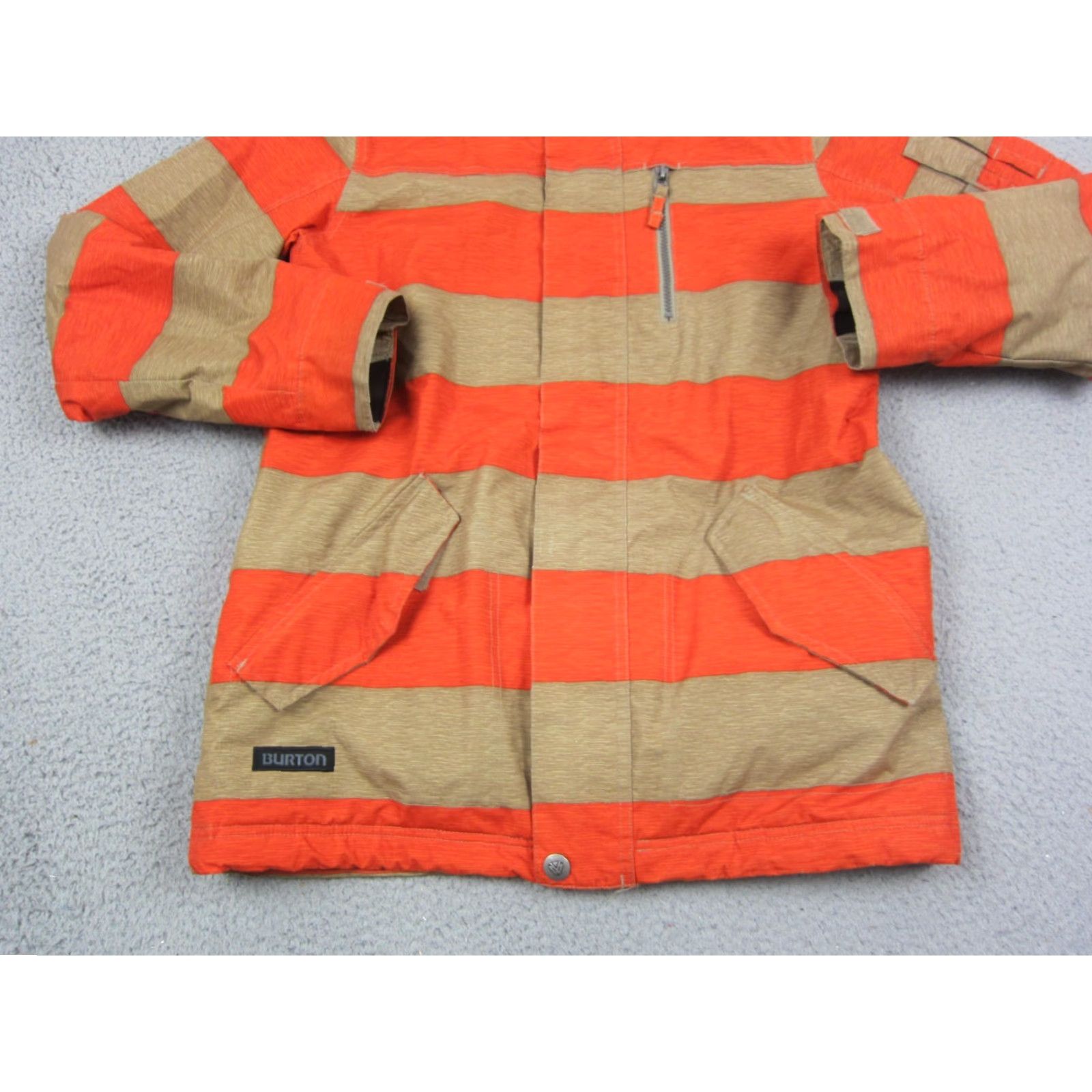 Burton Burton Jacket Mens Small Orange Striped Hooded DryRide Snowboard Ski Windbreaker Lining Polyester Regular-Size Clothing Outdoors Mens Size US S / EU 44-46 / 1 - 3 Thumbnail