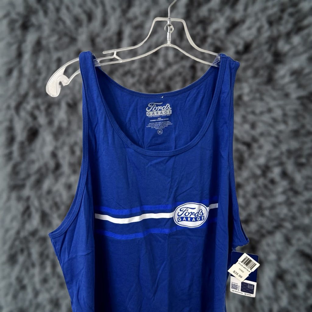 Garage VINTAGE Ford's Garage Tank Top Mens XL Blue Ringspun Cotton Shirt Official License NWT Size US XL / EU 56 / 4 - 1 Thumbnail