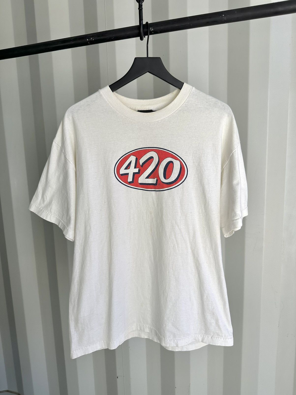 image of Vintage 420 Logo Shirt in White, Men's (Size XL)