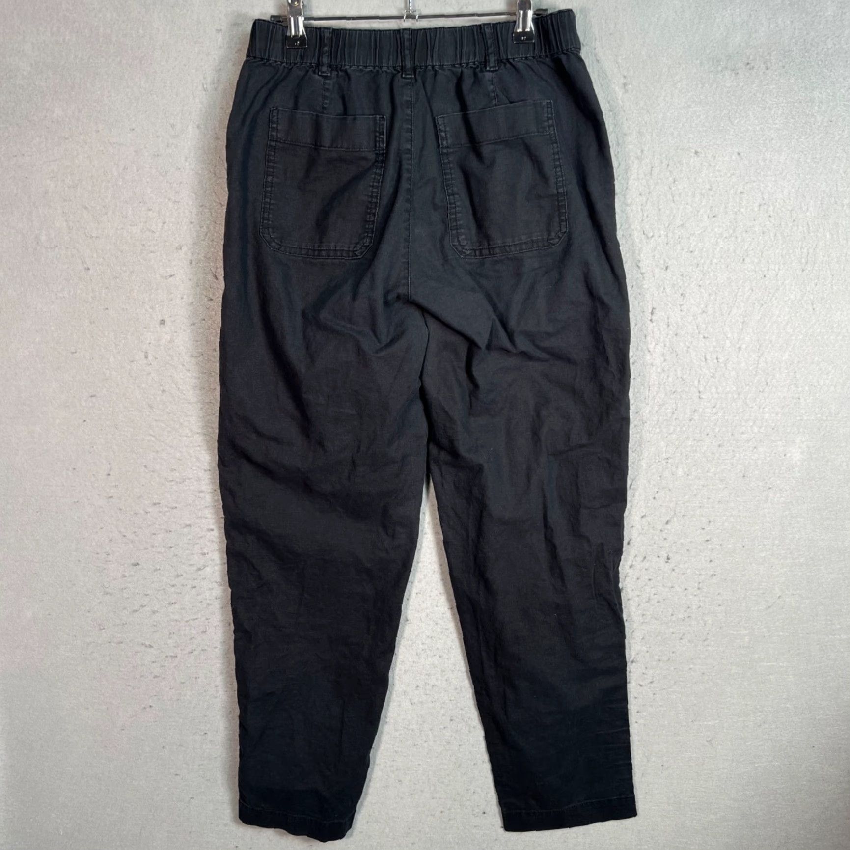 Uniqlo UNIQLO Black Womens Size 26-27 Linen-Blend Tapered Pants Drawstring Size 28" / US 6 / IT 42 - 2 Thumbnail