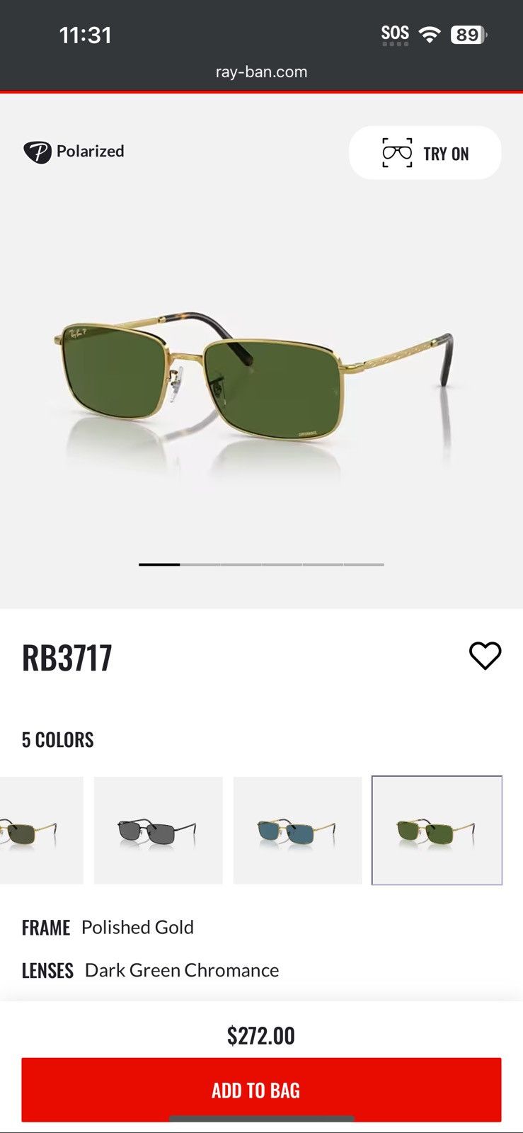 RayBan Rayban Dark Green Chromance Sunglasses Size ONE SIZE - 3 Thumbnail