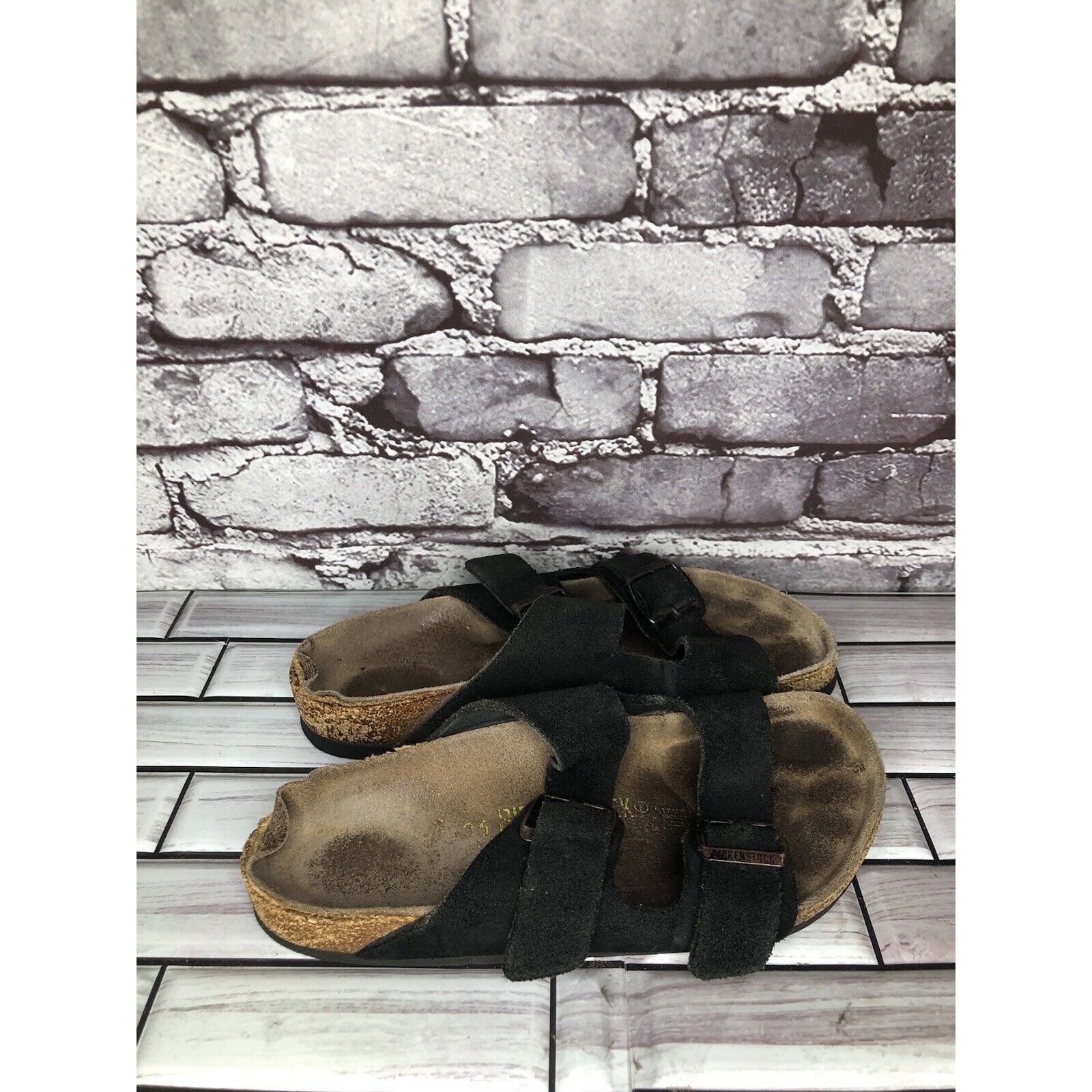 Birkenstock Birkenstock Arizona Black Suede Leather Cork Slides Sandals Size US 6 / IT 36 - 1 Thumbnail