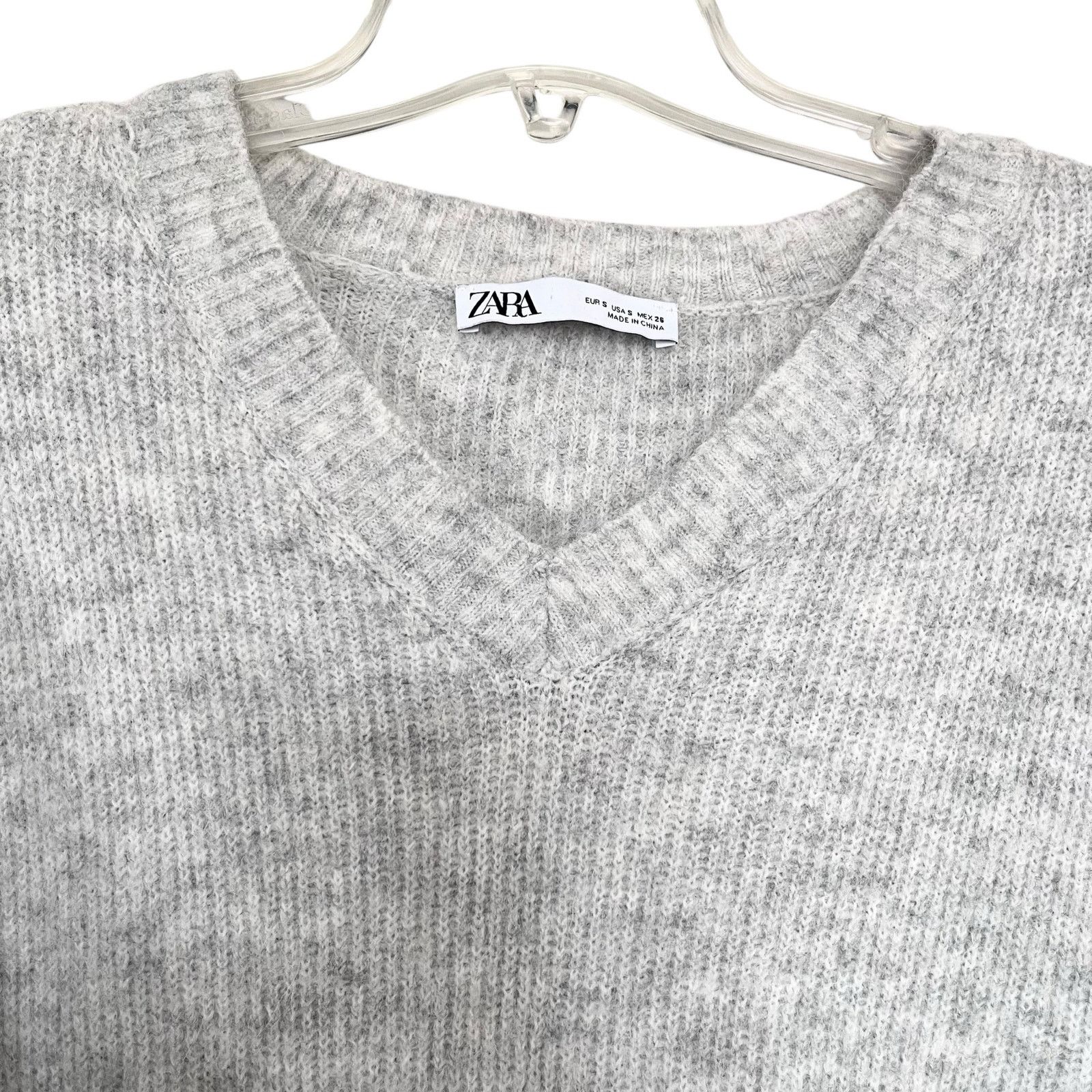 Zara Zara Heather Gray Wool V-Neck Long Sleeve Midi Sweater Dress | Grailed