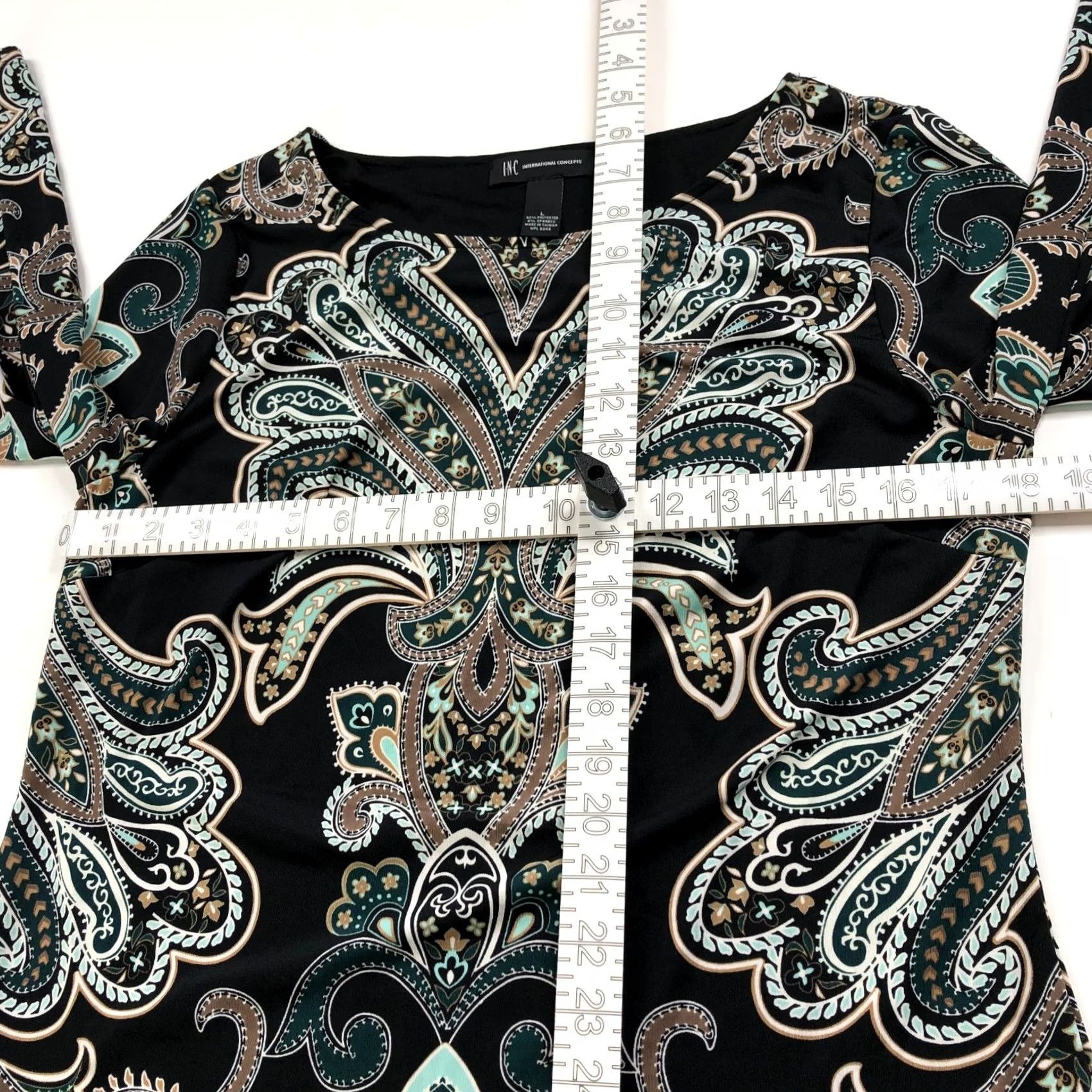 Vintage INC International Concepts Bohemian Tunic Dress Black Paisley Large MINT Size L / US 10 / IT 46 - 7 Thumbnail