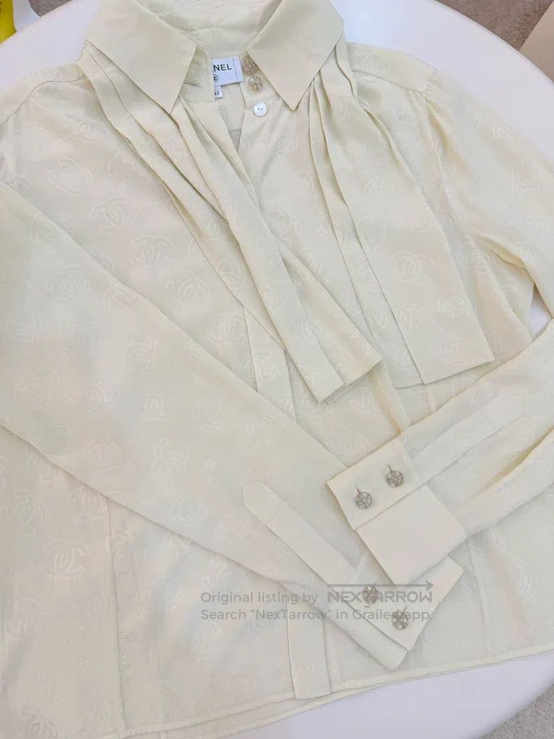 Chanel Chanel 23s silk full logo tie shirt Size M / US 6-8 / IT 42-44 - 3 Thumbnail