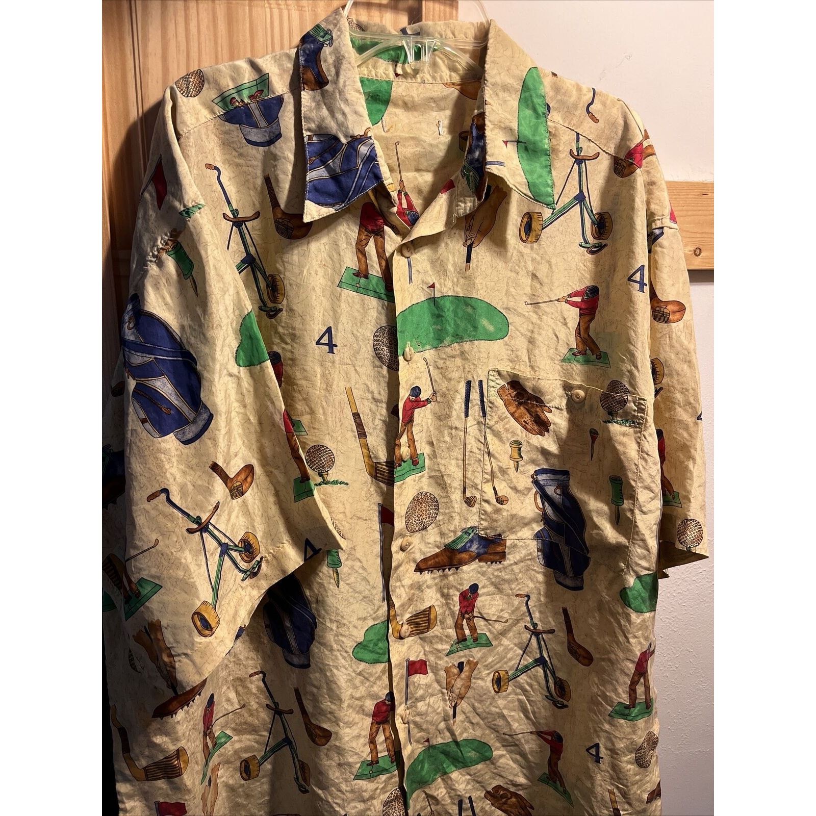The Unbranded Brand Unbranded Vintage Men’s XL Gold Golf Silk Button Down Shirt Size US XL / EU 56 / 4 - 2 Thumbnail