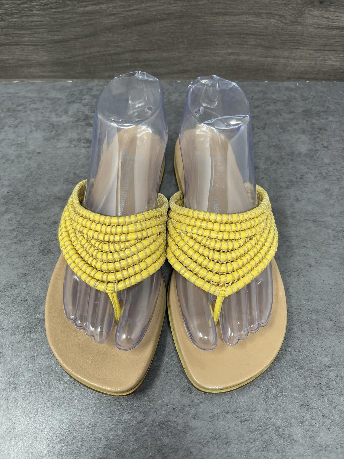 Donald Pliner Donald J Pilner Sandals Womens Size 7.5 Yellow Lisa Leather Size US 7.5 / IT 37.5 - 3 Thumbnail