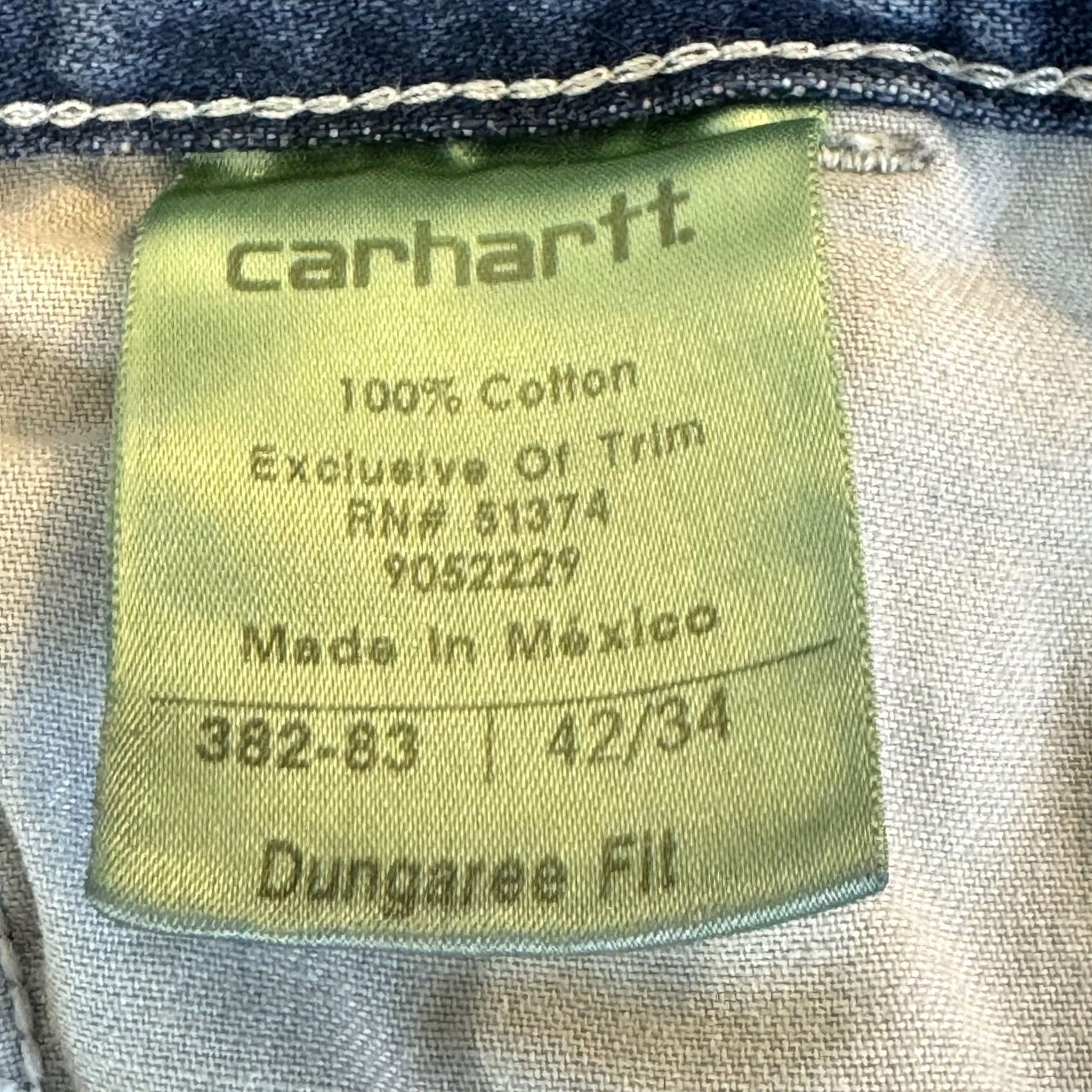 Carhartt VINTAGE Carhartt Jeans Mens 42x34 Blue Dungaree Fit Workwear Denim Pants 42x34 Mens Carhartt 381-83 Size US 42 / EU 58 - 6 Thumbnail