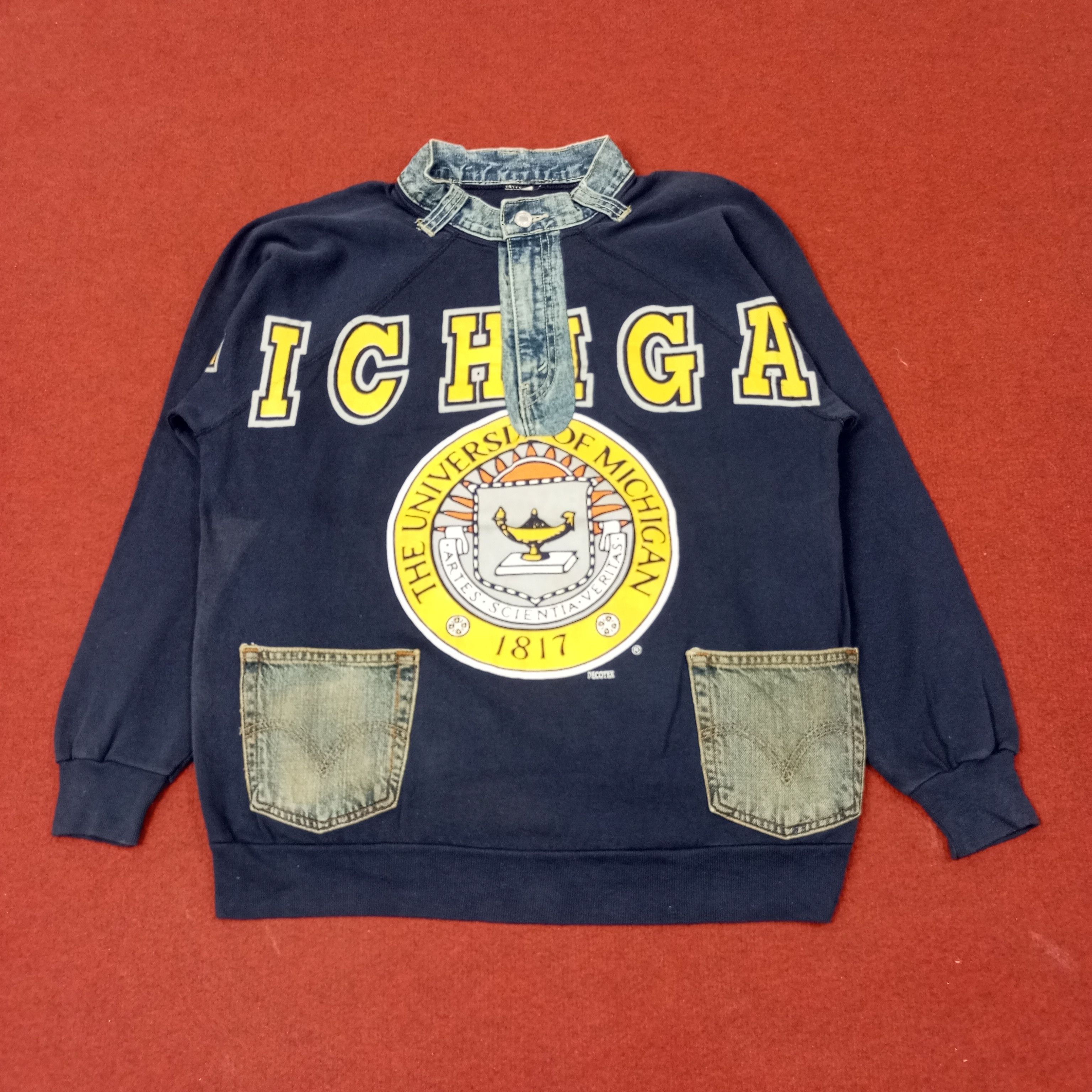 Vintage The University Of Michigan Jeans Style Sweatshirt c245n20 Size US L / EU 52-54 / 3 - 1 Thumbnail