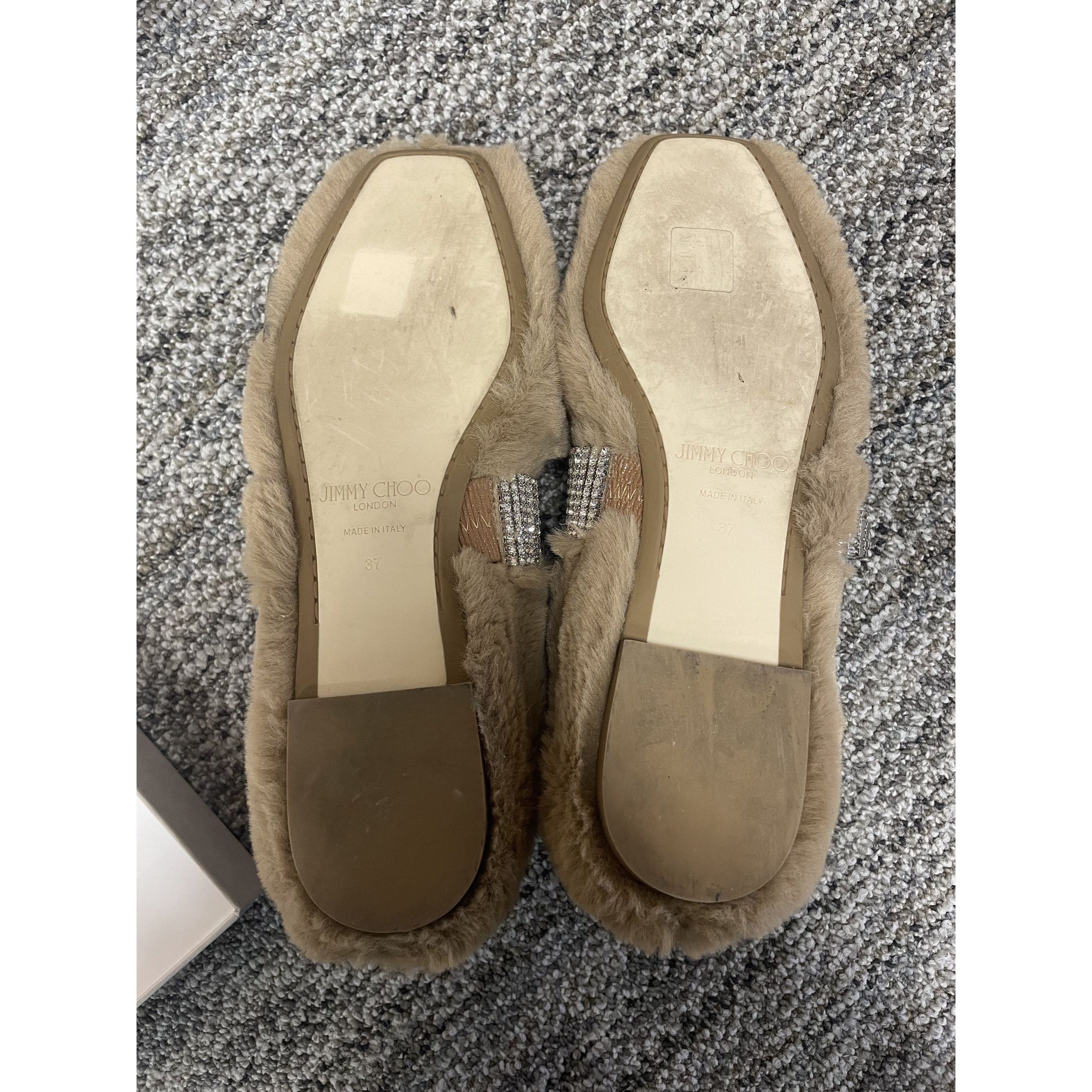 Jimmy Choo Jimmy Choo Faux Fur & Rhinestone Embellished Flats Size 37 B Size US 7 / IT 37 - 6 Thumbnail