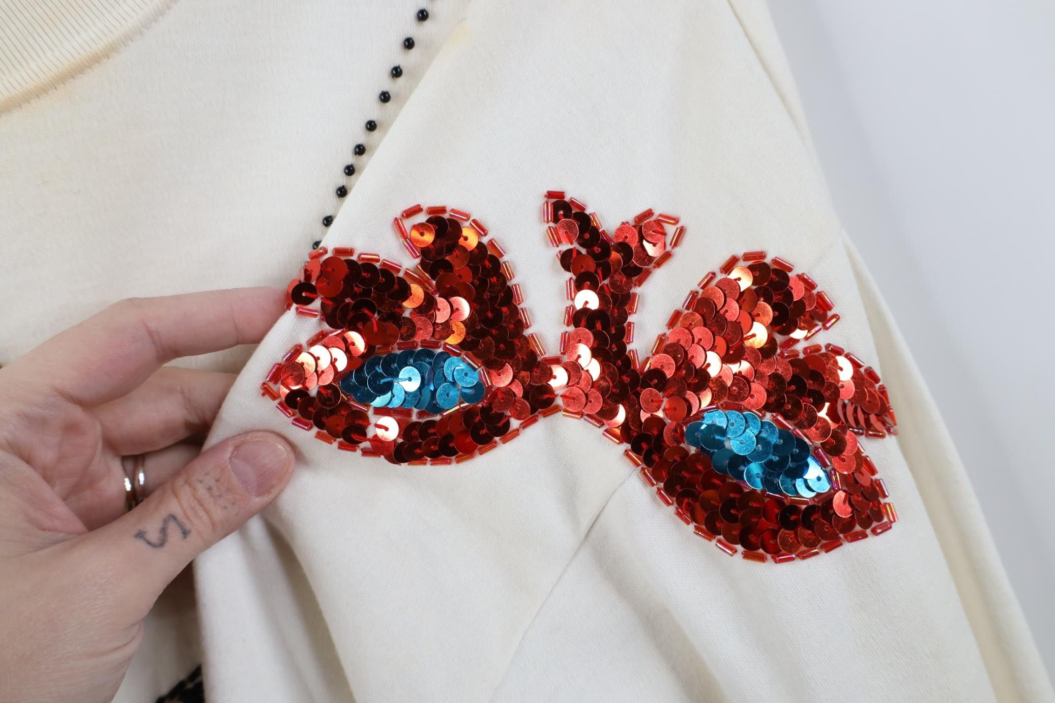 Vintage Vintage 90s Sequin Glasses 3/4 Sleeve Pullover T-Shirt Size L / US 10 / IT 46 - 5 Thumbnail