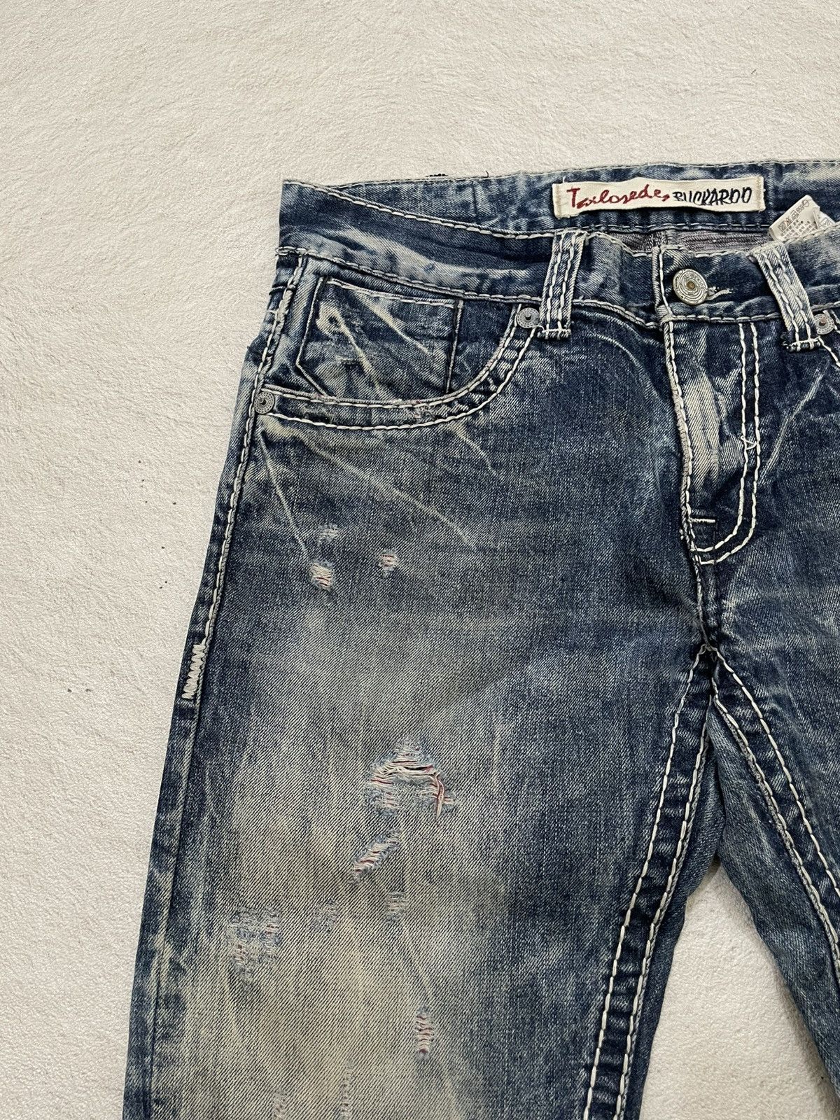 Japanese Brand 2000s Buckaro Heavy Distressed Denim Acid Wash Y2K Japan LGB Size US 34 / EU 50 - 4 Thumbnail