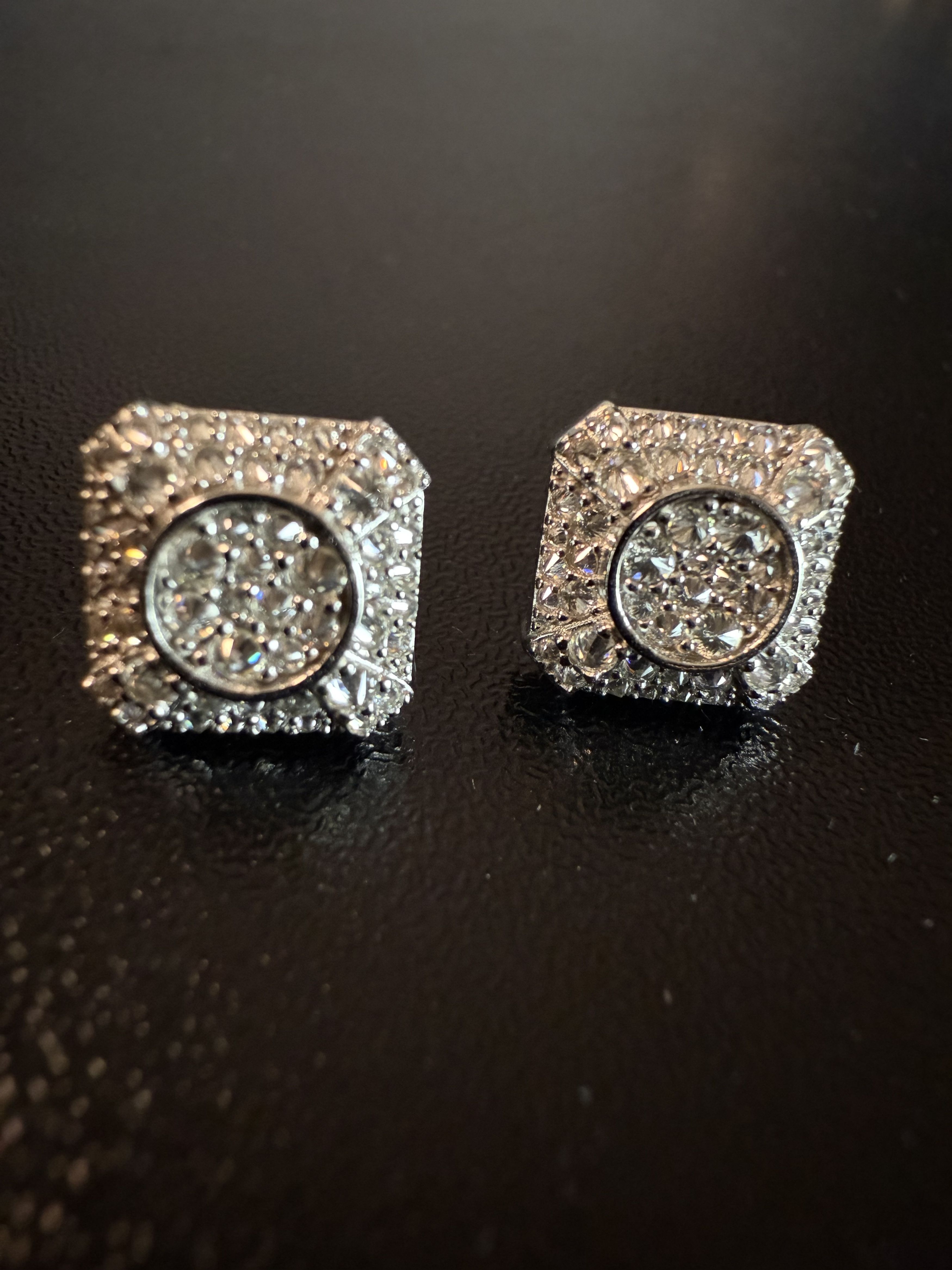 Other Trap Square Halo Studs Moissanite mens 925silver earrings Size ONE SIZE - 8 Thumbnail