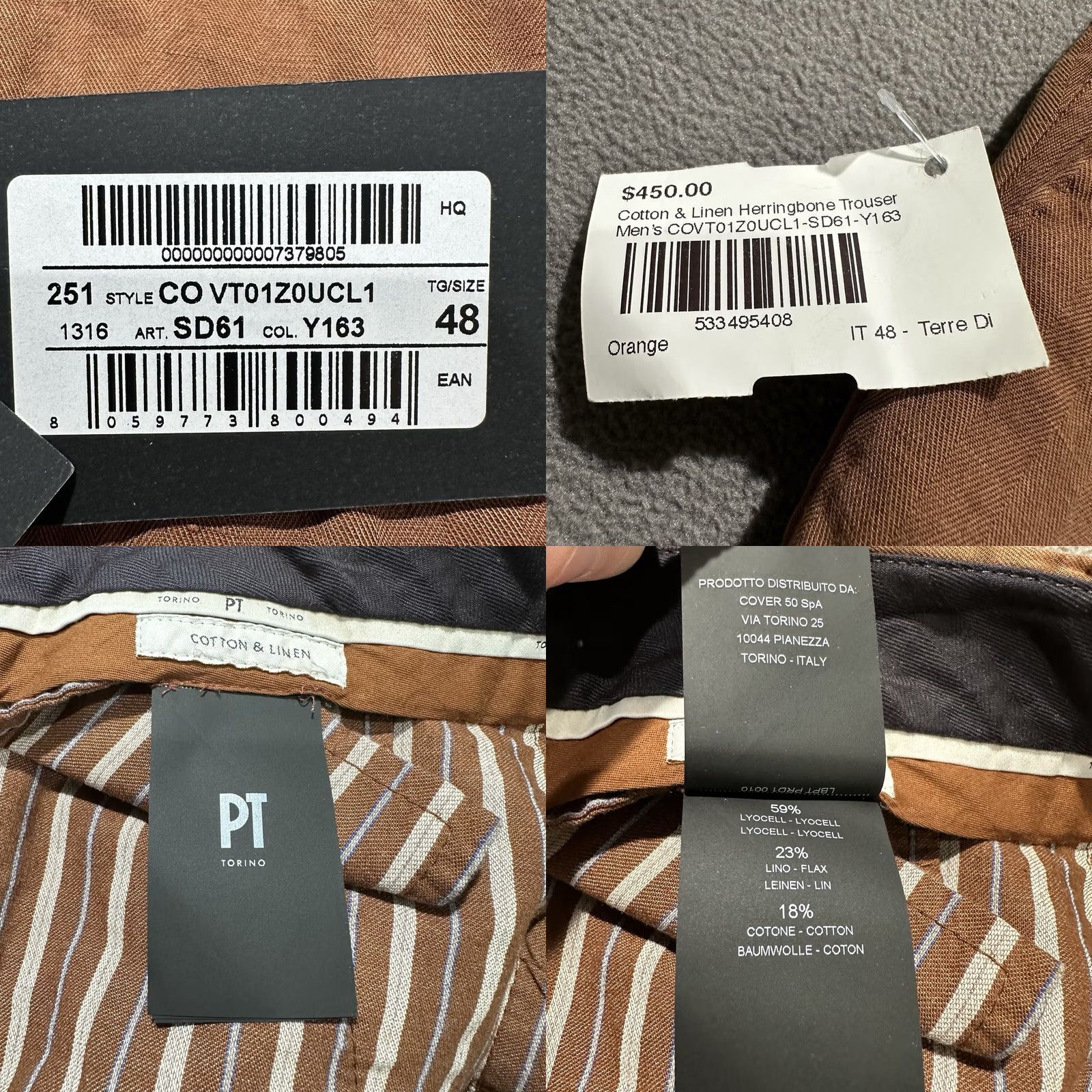PT Torino NWT PT Torino Pants Mens IT 48 Slim Orange Linen Trouser Slim Chino Flat Front 32 Inseam 34.5" Rise 9" Cotton Linen Solid 34" Auto Size US 32 / EU 48 - 8 Thumbnail