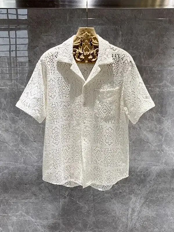 Japanese Brand Chiaki x Misao Hollow Out Crochet Shirt Size US L / EU 52-54 / 3 - 1 Thumbnail