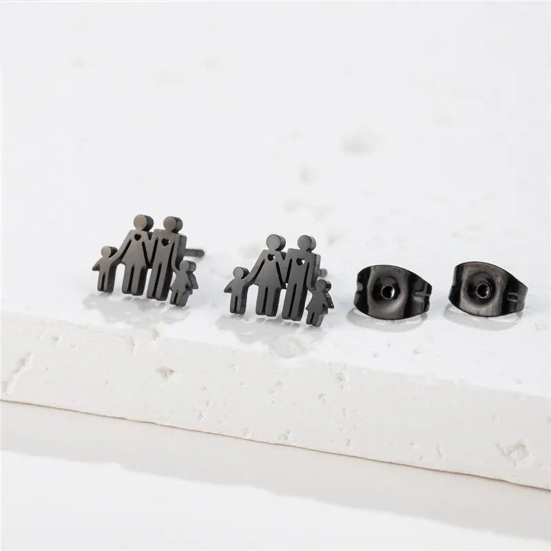 Jewelry Family Mini Stud Earrings Charm Earring Gift Size ONE SIZE - 1 Preview