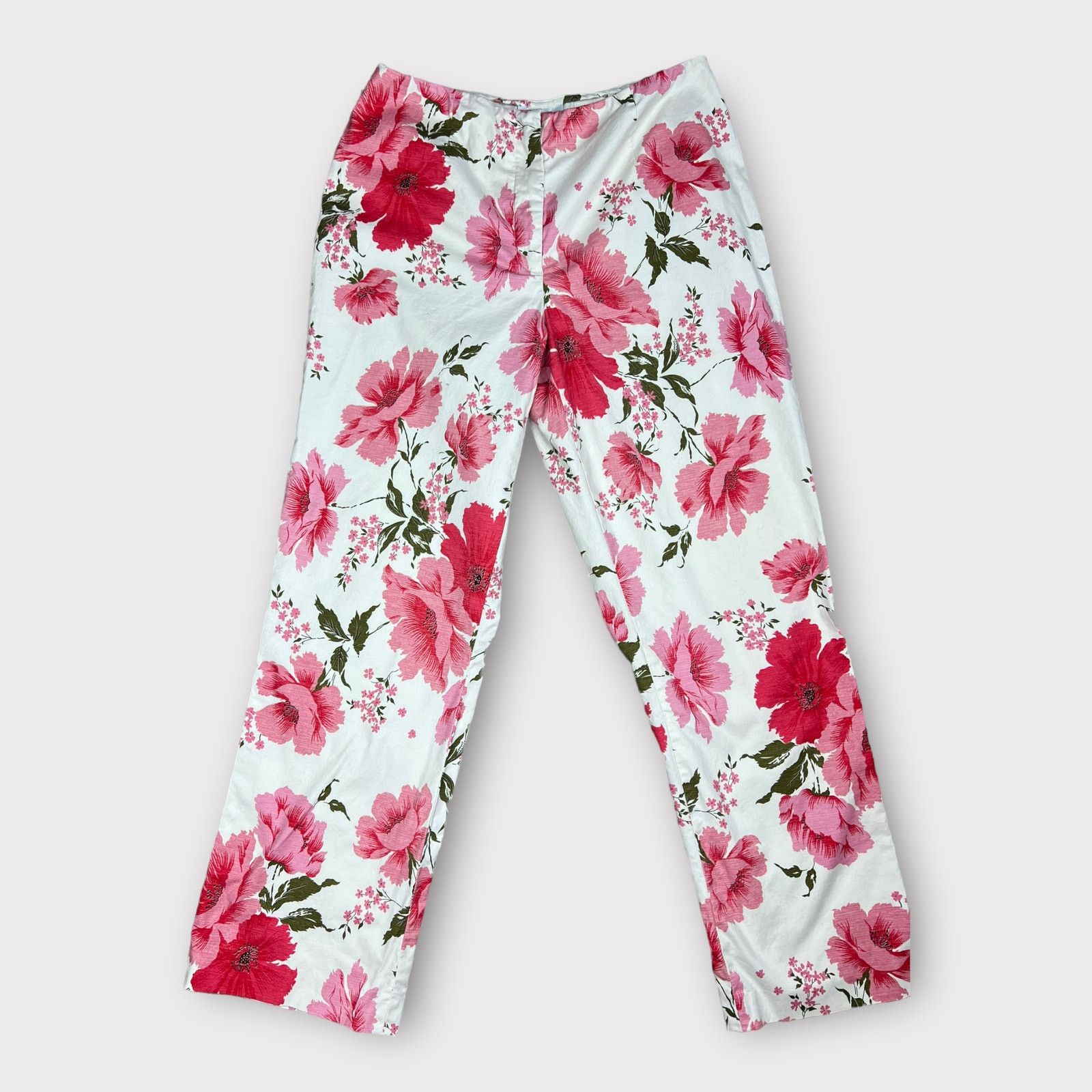 Loft Ann Taylor LOFT Floral Vintage Pants Pink Cream | 6 Size 28" / US 6 / IT 42 - 7 Thumbnail