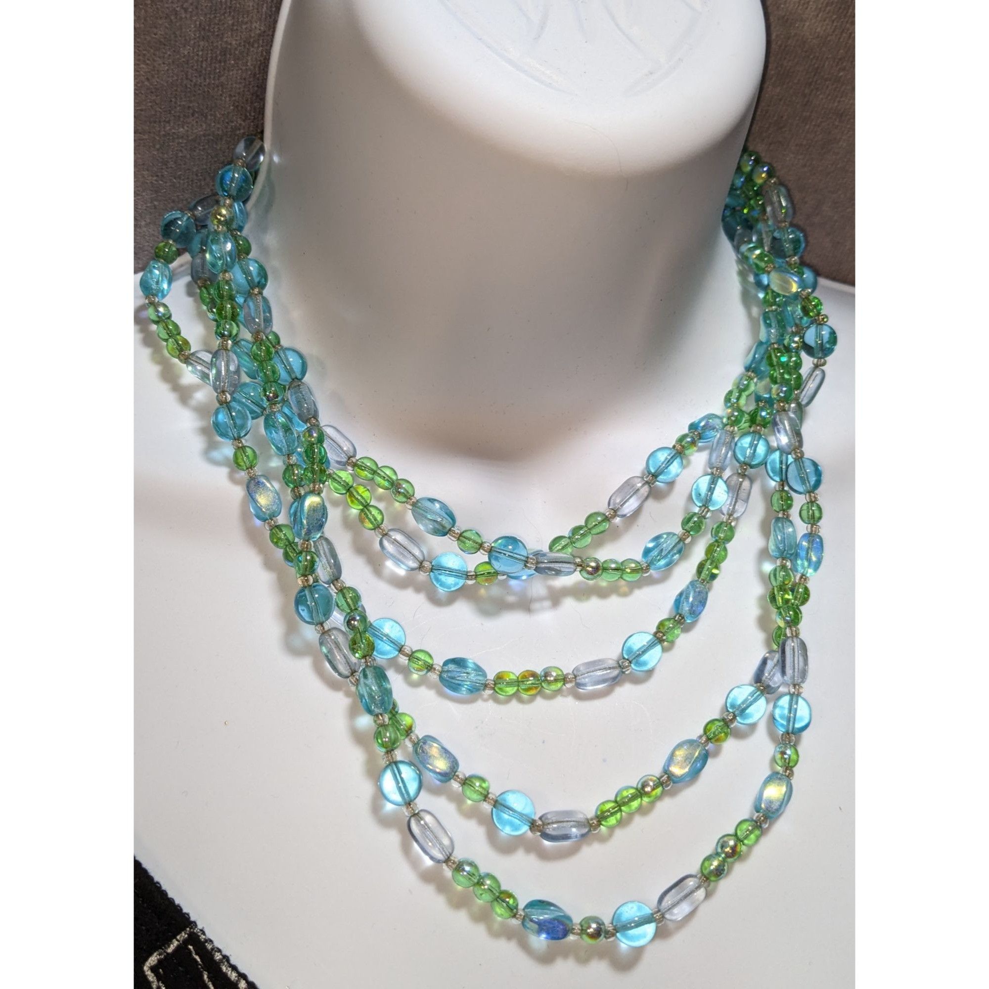 Givenchy Givenchy Multi-Strand Green & Blue Glass Bead Necklace Size ONE SIZE - 5 Thumbnail