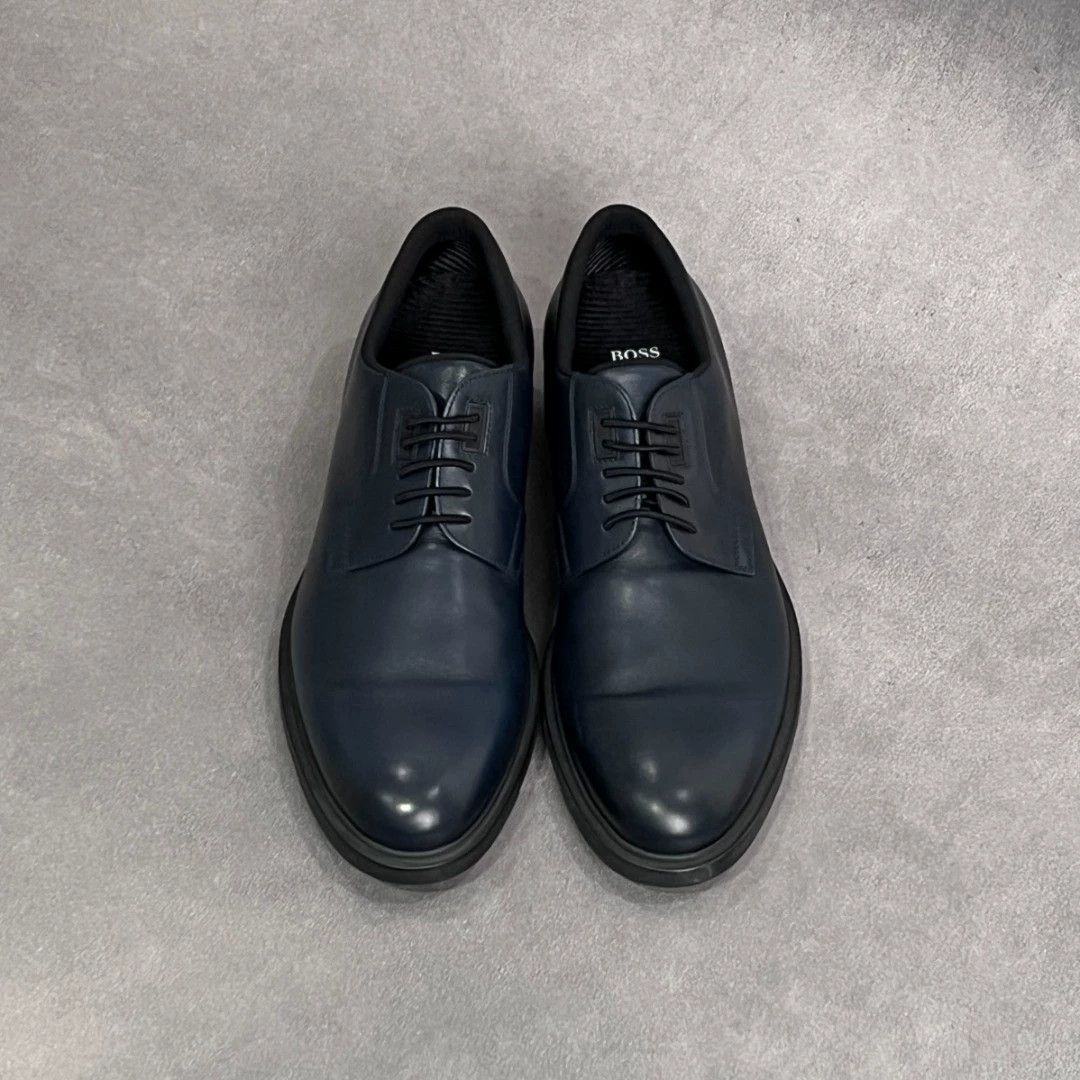 Hugo Boss HUGO BOSS peacock blue cow leather lace-up shoes Size US 8 / EU 41 - 1 Thumbnail