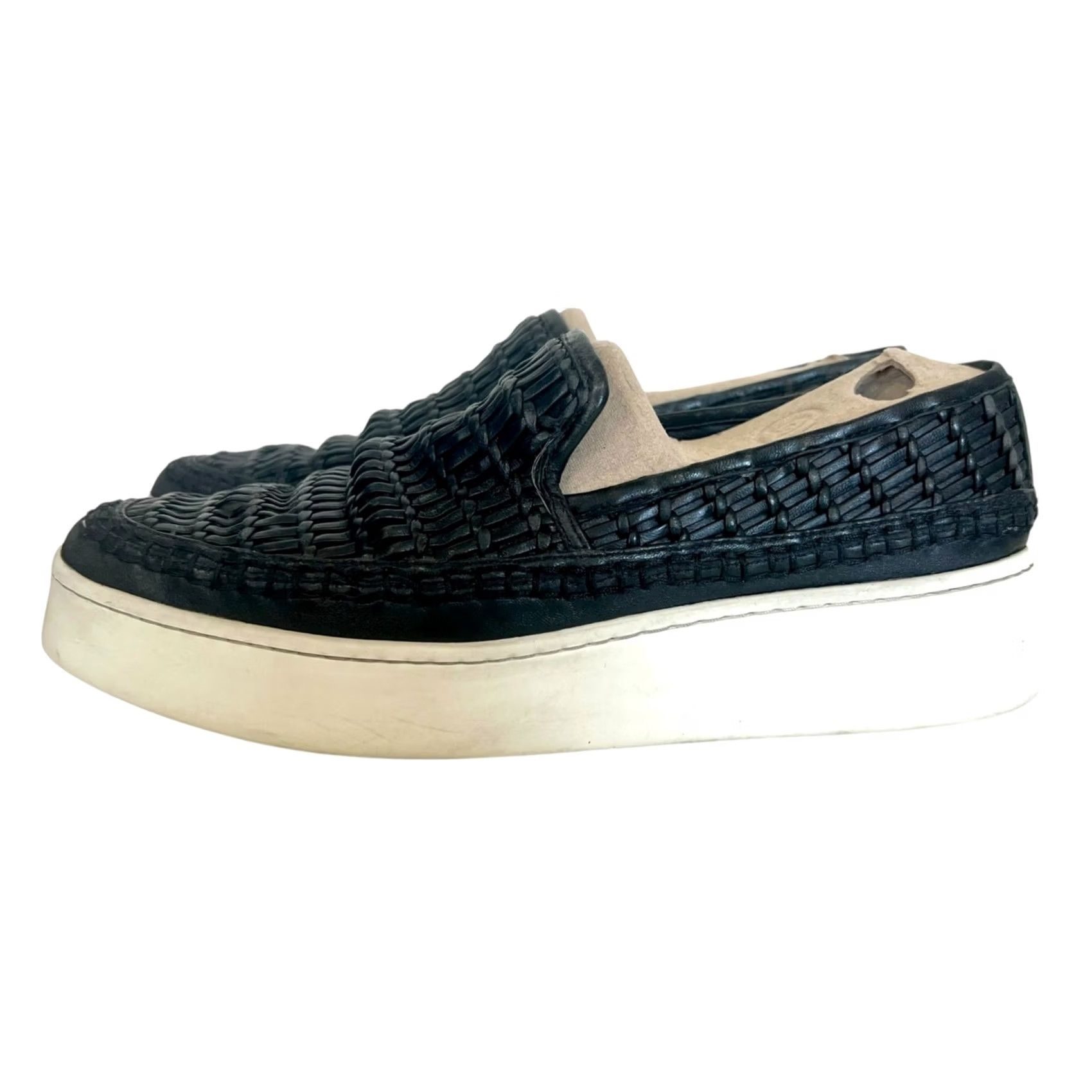 Vince VINCE Stafford Women's Woven Leather Platform Slip On Sneakers Black Size 7.5 Size US 8 / IT 38 - 4 Thumbnail