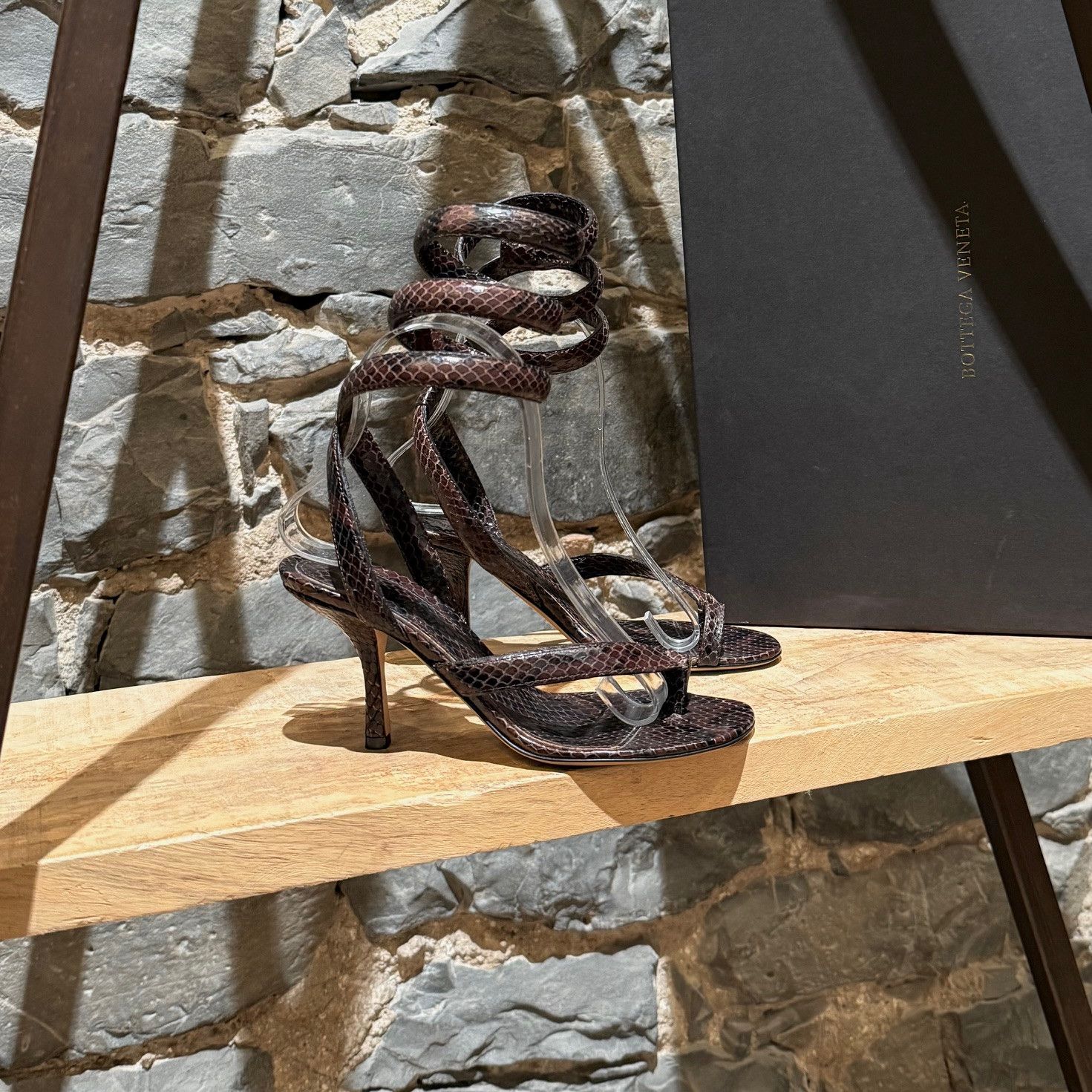 Bottega Veneta Brown Python Embossed The Spiral Sandals