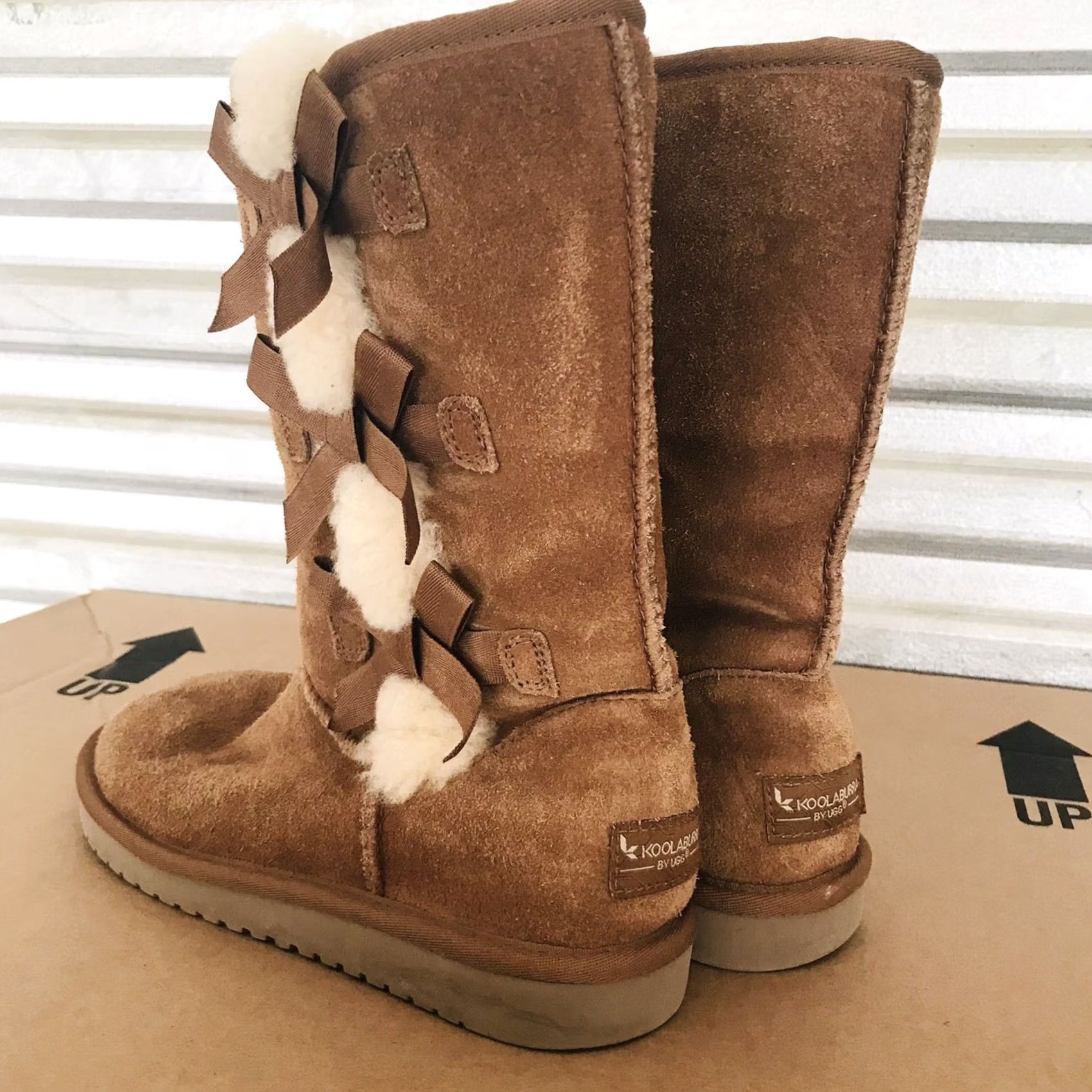 Vintage Koolaburra by UGG Women Chestnut Suede Victoria Tall Boots Mid-Calf Faux Fur Lined 6 Size US 5 / IT 35 - 2 Thumbnail