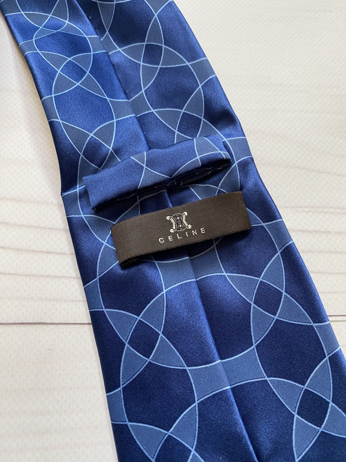 Celine Celine Blue Silk Geometric Pattern Tie Size ONE SIZE - 4 Thumbnail