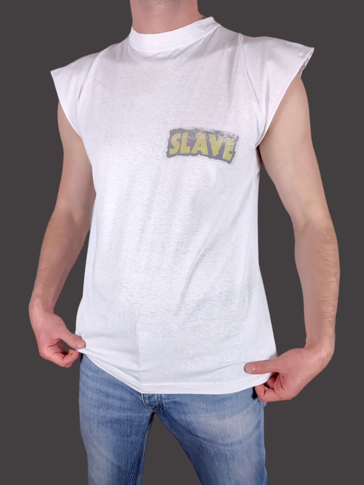 Band Tees 90s Vintage Slave Rock Band Distressed Sleeveless T-Shirt Size US L / EU 52-54 / 3 - 3 Thumbnail
