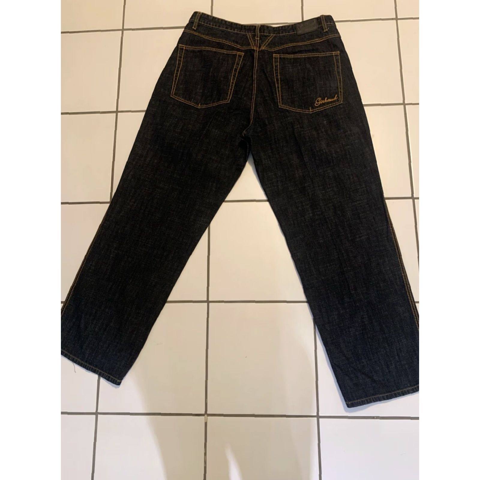 VINTAGE Girbaud Jeans Men 40 Waist Baggy Wide-Leg Black