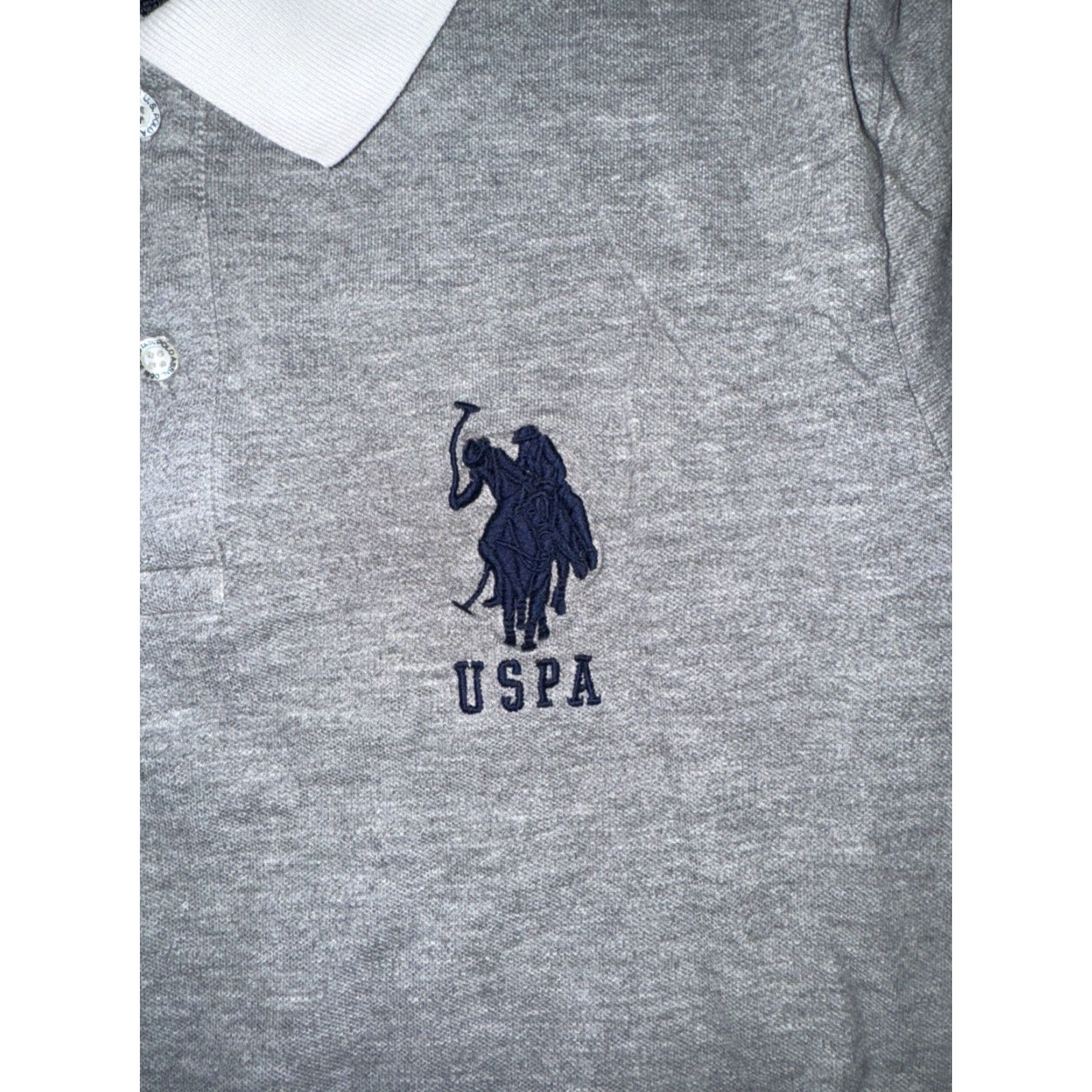 Vintage USPA Polo Assn Polo Shirt Men’s Large L Gray Embroidered Patch Preppy Casual Sportswear Size US L / EU 52-54 / 3 - 2 Thumbnail