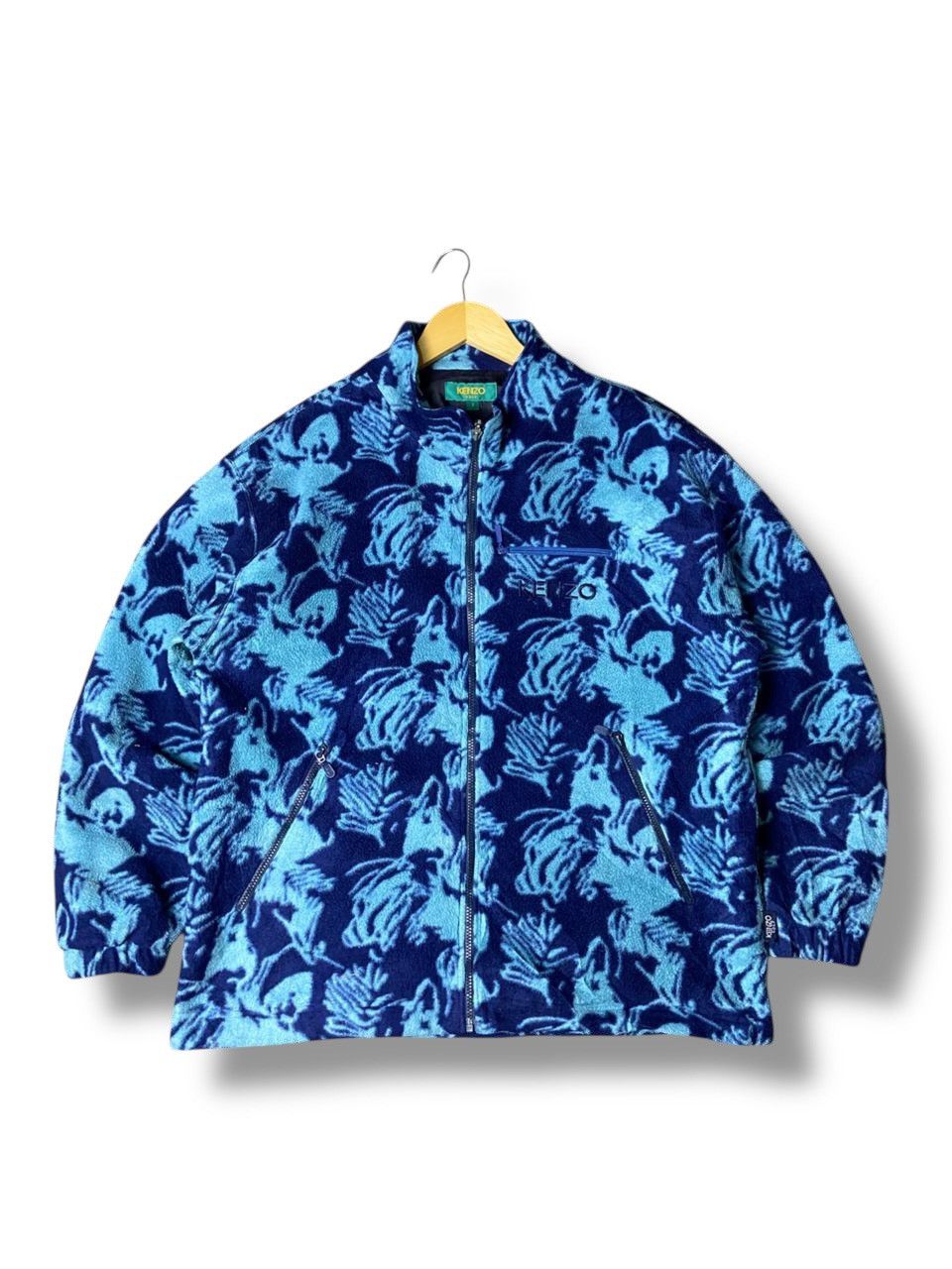 Japanese Brand × Kenzo × Vintage KENZO GOLF Fish Patterned Fleece Jacket (132) Size US S / EU 44-46 / 1 - 1 Thumbnail