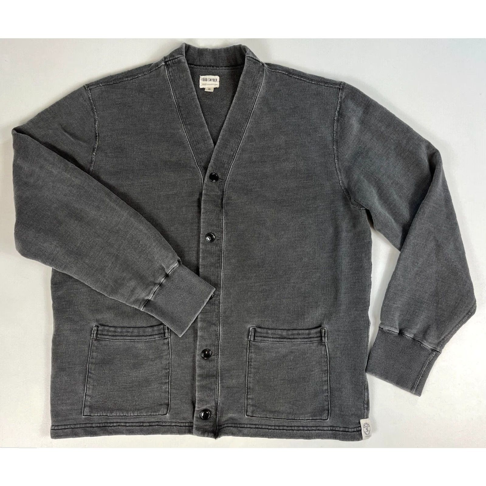 Todd Snyder Todd Snyder Men's Cardigan Sweatshirt Shirt XL Gray 100% Cotton French Terry V-Neck Buttoned Knit Size US XL / EU 56 / 4 - 3 Thumbnail