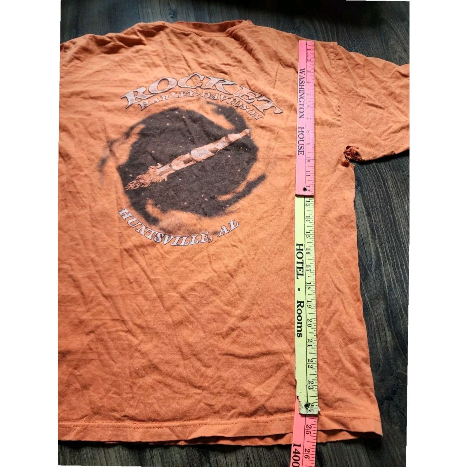 Harley Davidson VINTAGE Harley Davidson Rocket T Shirt Mens Large Orange Thrashed USA Biker Tee Size US L / EU 52-54 / 3 - 4 Thumbnail