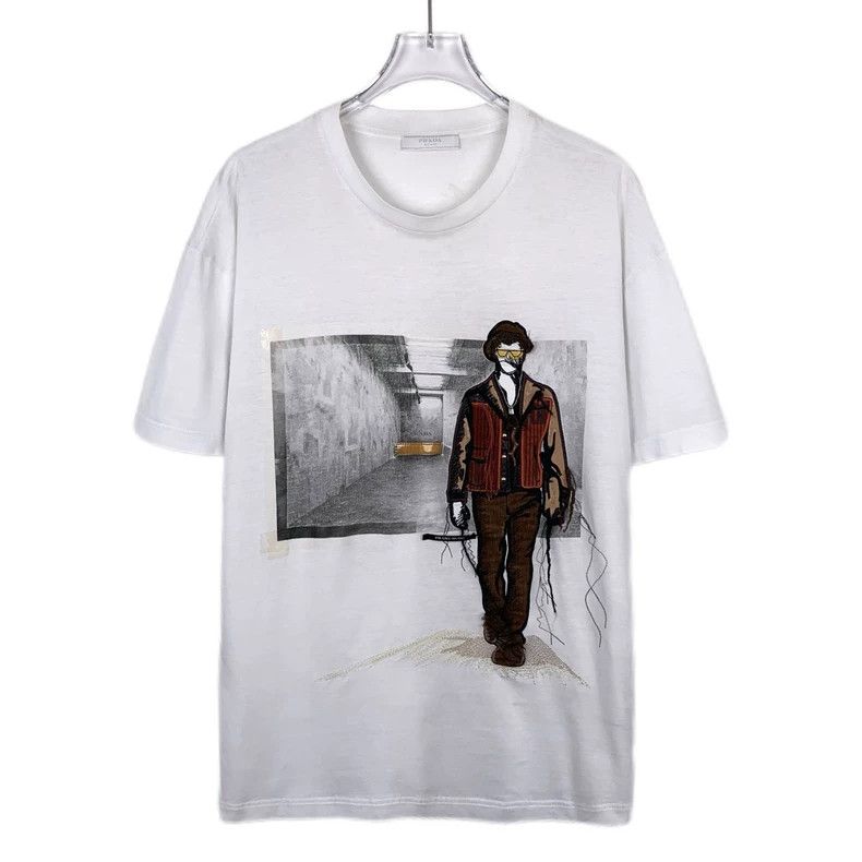 Prada Prada Portrait pattern printed round-neck white cotton shor Size US M / EU 48-50 / 2 - 1 Thumbnail