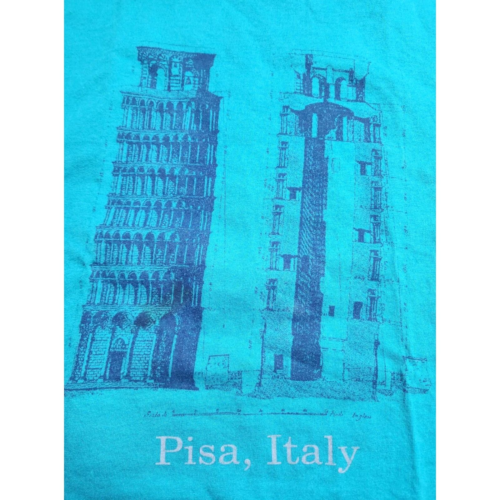 Vintage VINTAGE GEAR FOR SPORTS The Leaning Tower of Pisa Travel Graphic T-Shirt Adult Medium Blue City Streetwear Mens Size US M / EU 48-50 / 2 - 2 Thumbnail