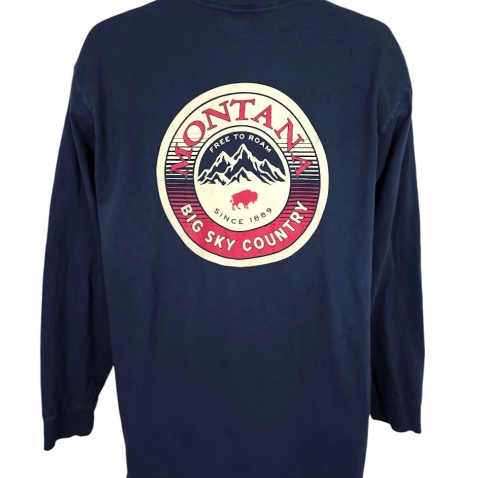 Vintage Montana T Shirt Mens L Blue Big Sky Country Free To Roam Destination Nike Size US L / EU 52-54 / 3 - 4 Thumbnail